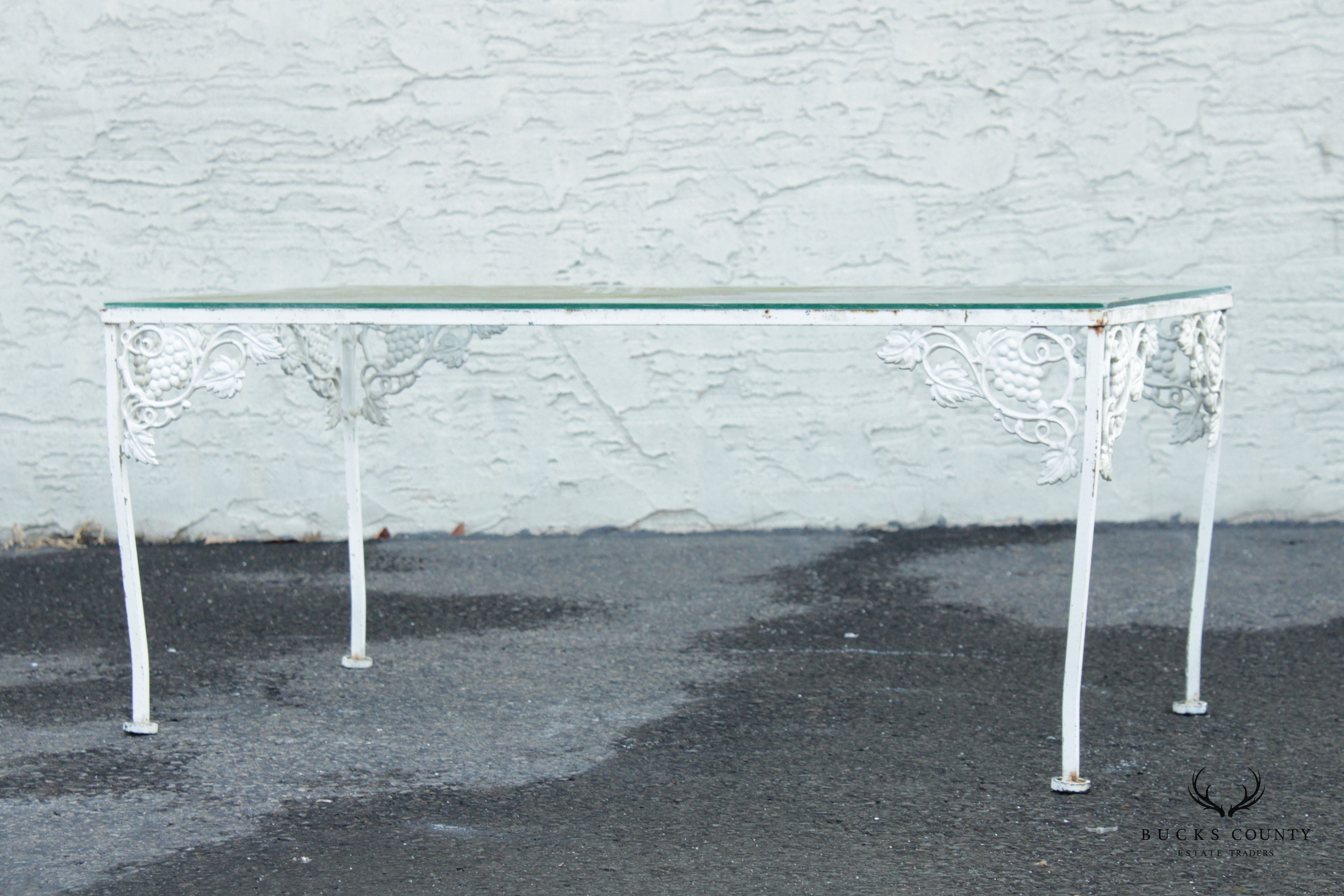 Vintage Glass Top Wrought Iron Garden Cocktail Table