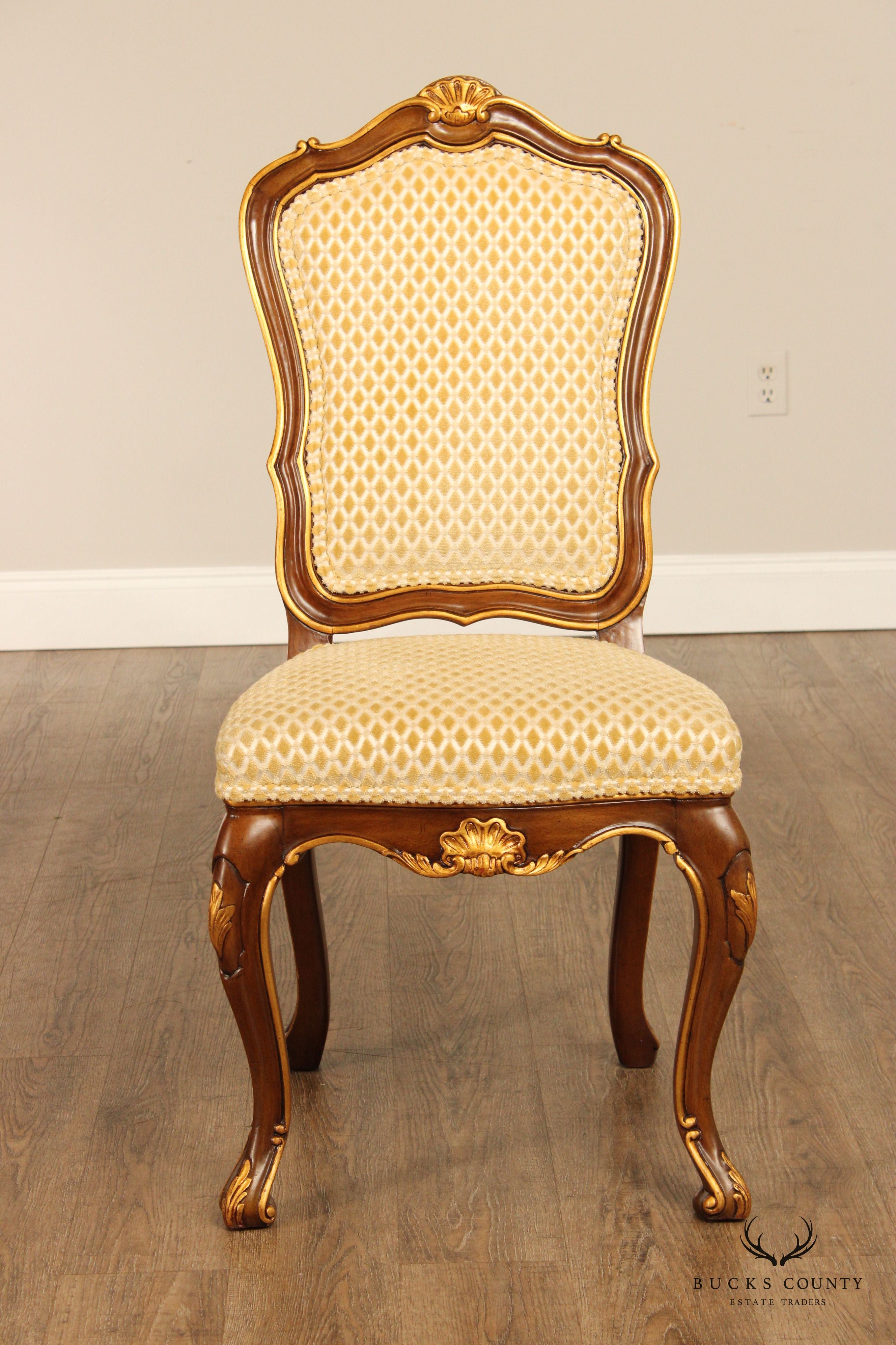 Karges French Louis XV Style Set of Ten Partial Gilt Dining Chairs