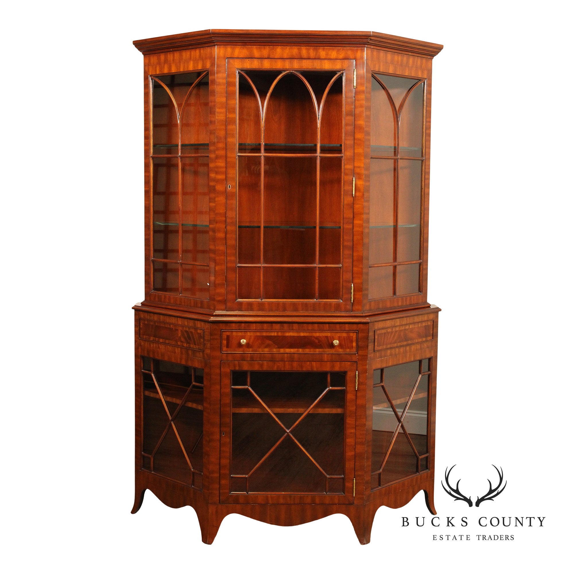 MAITLAND SMITH  REGENCY STYLE MAHOGANY CHINA DISPLAY CABINET