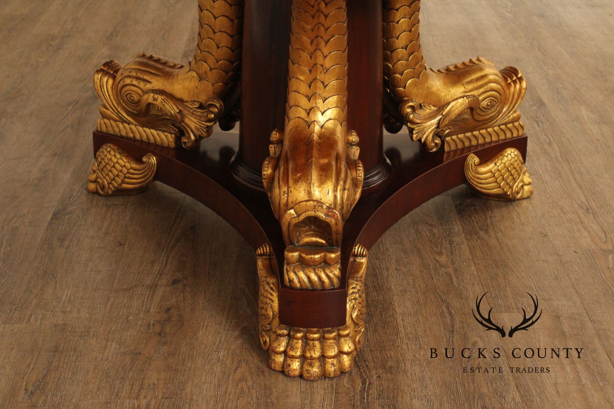 John Widdicomb Rococo Style Partial Gilt Round Mahogany Center Table
