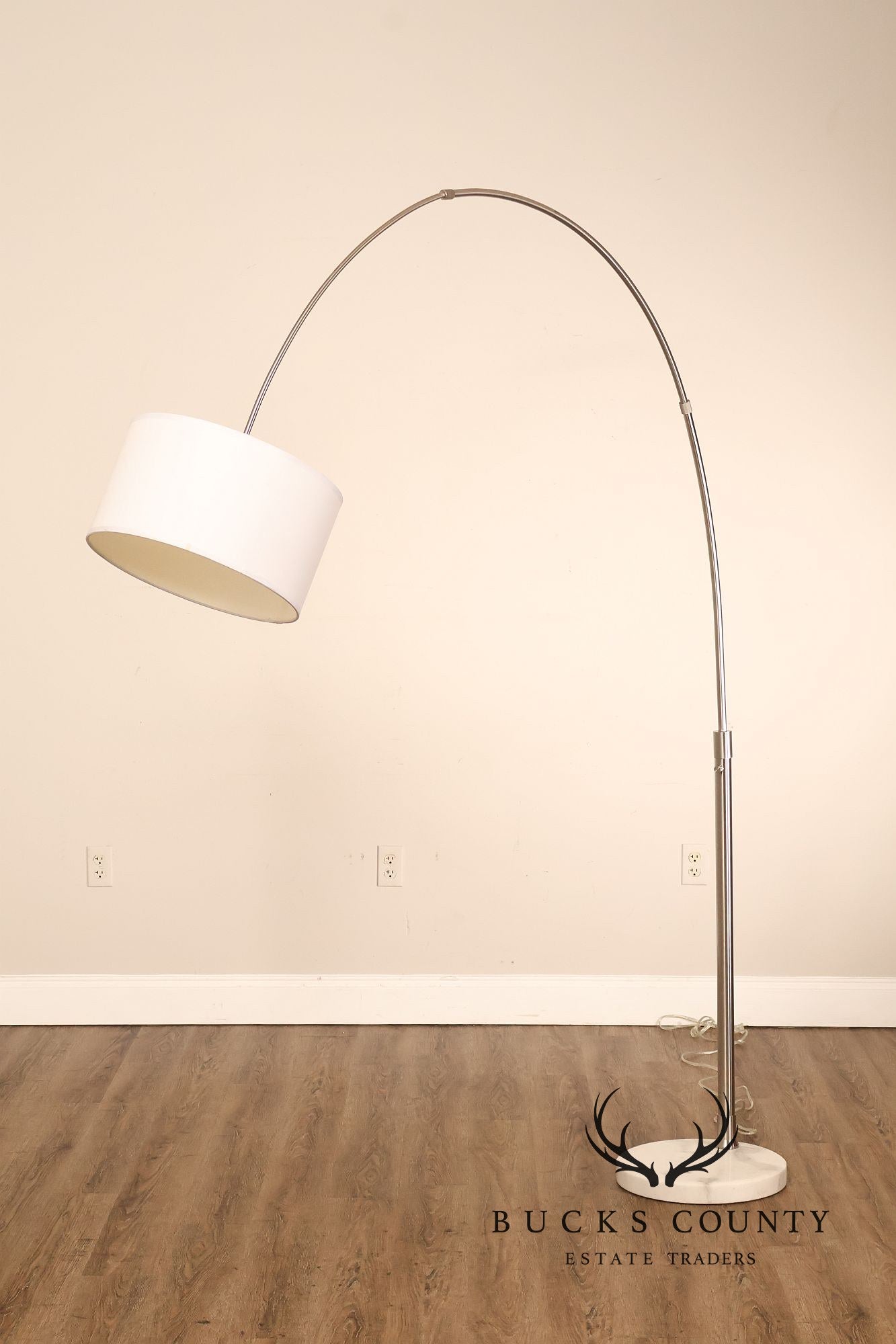 Contemporary Brushed Nickel Arc Floor Lamp With Marble Base