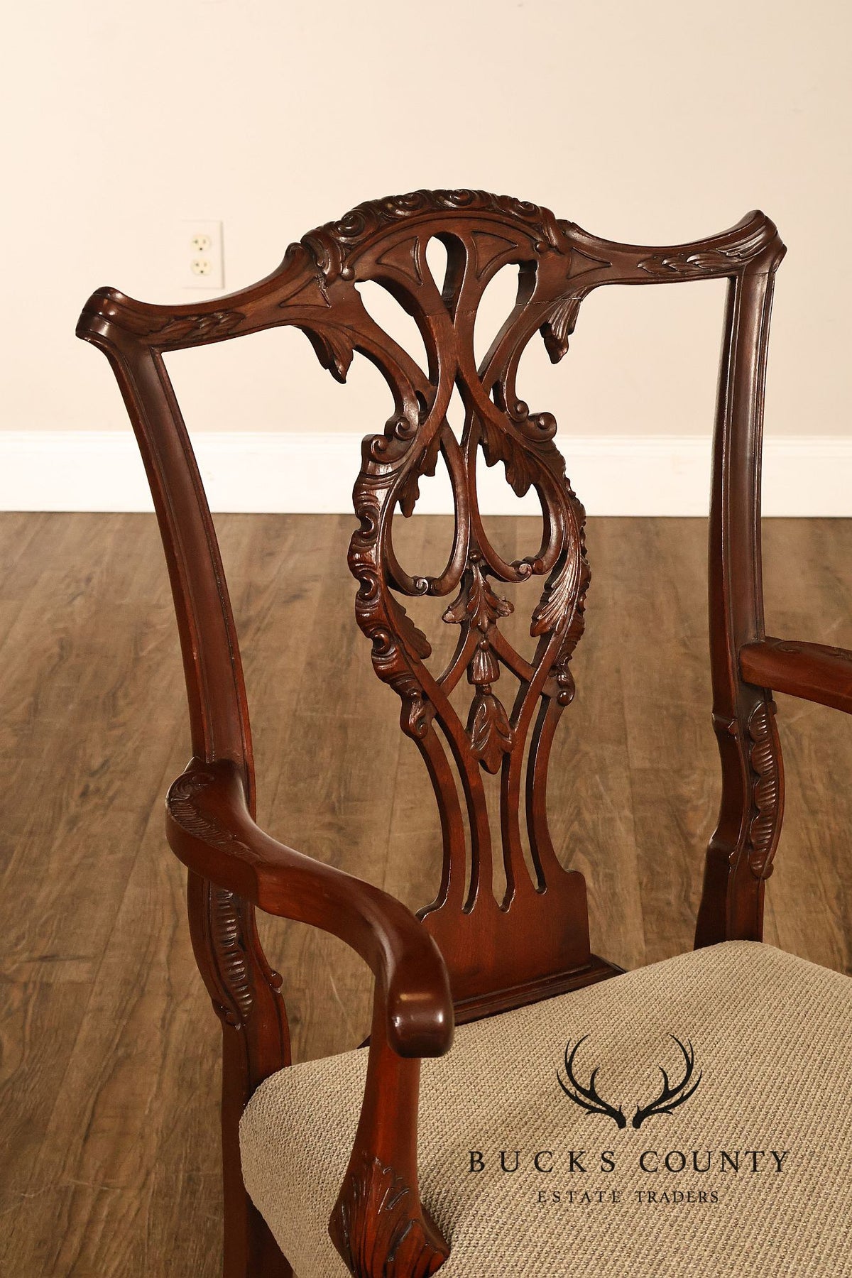 Chippendale Style Set of Eight Carved Mahogany Dining Chairs