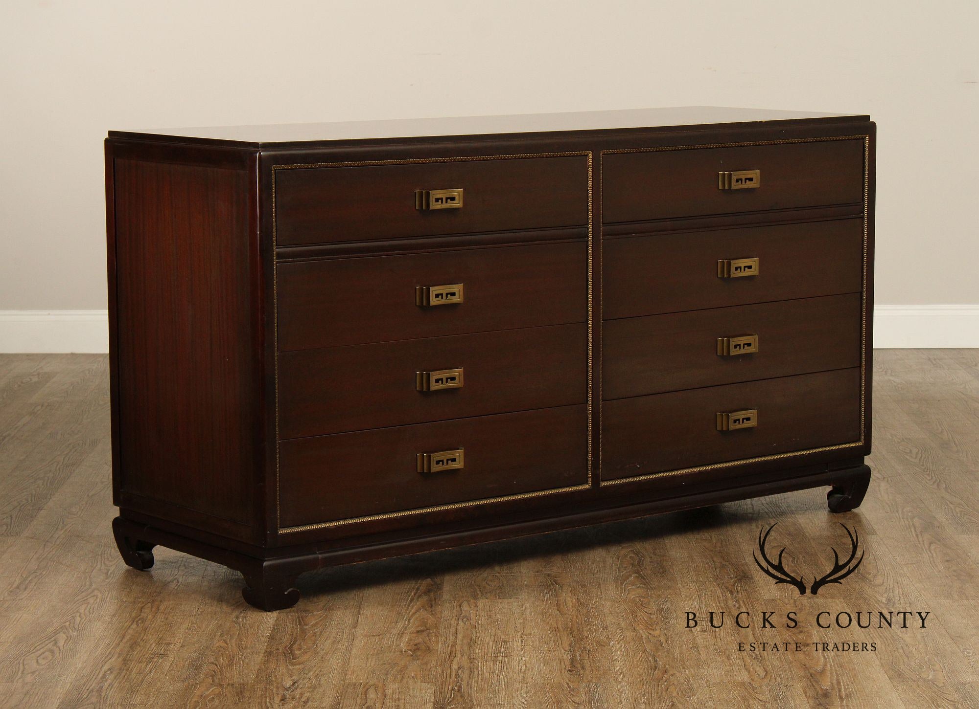 Rway  Mid-Century Asian Inspired Mahogany Dresser