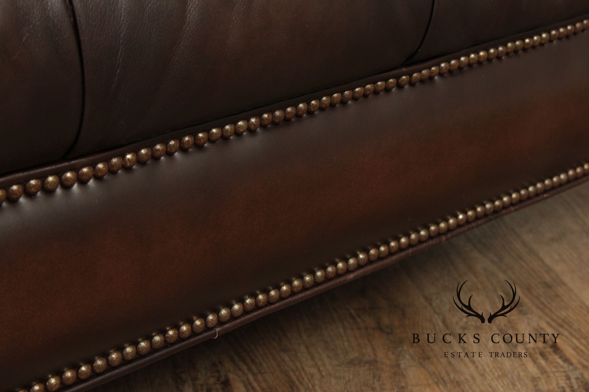 Bernhardt Chesterfield Style Tufted Brown Leather Ottoman