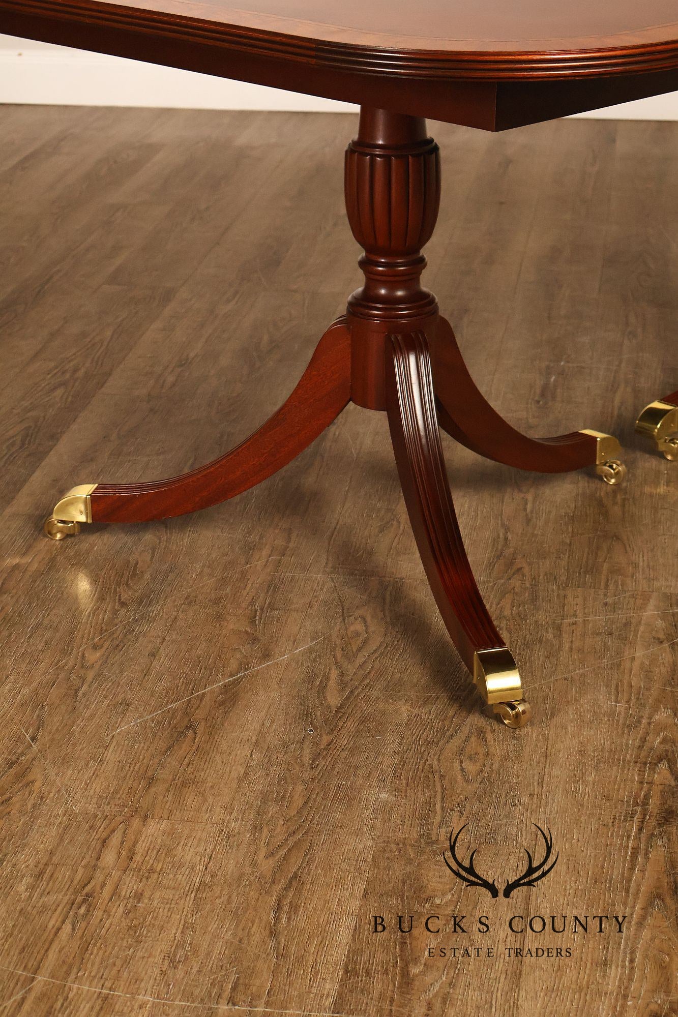 Craftique Mahogany Dining Table With Satin Wood Banding- 4 Leaves
