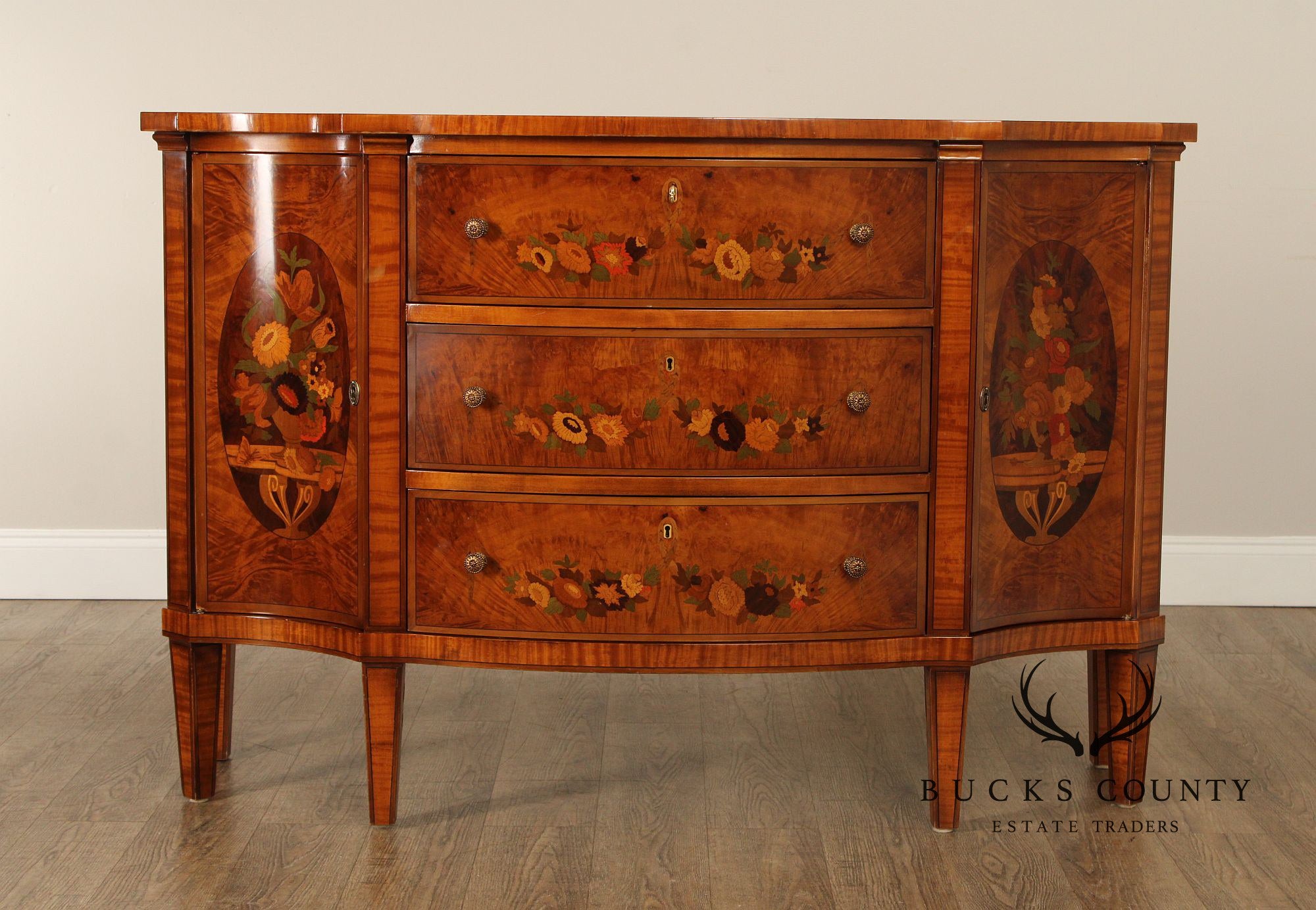 Italian Neoclassical Style Marquetry Inlaid Sideboard Server