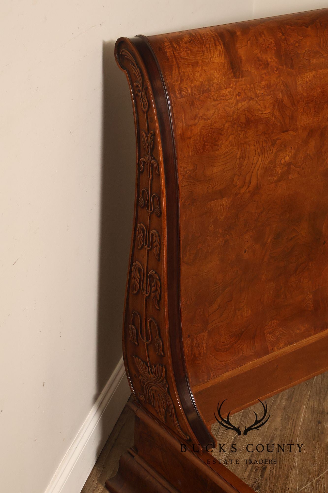 Henredon 'Charles X' King Size Burlwood Sleigh Bed