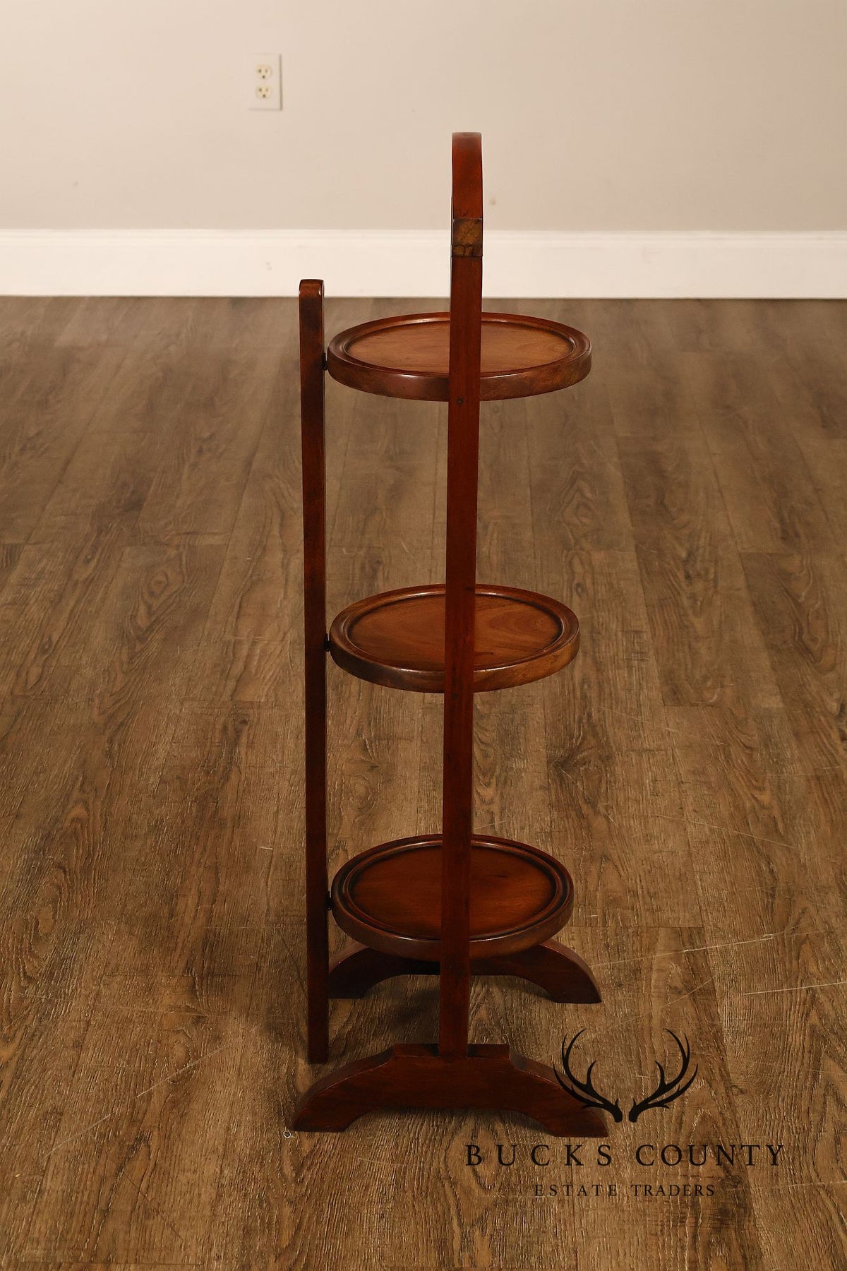 Mahogany Three Tier Collapsible Dumbwaiter Stand