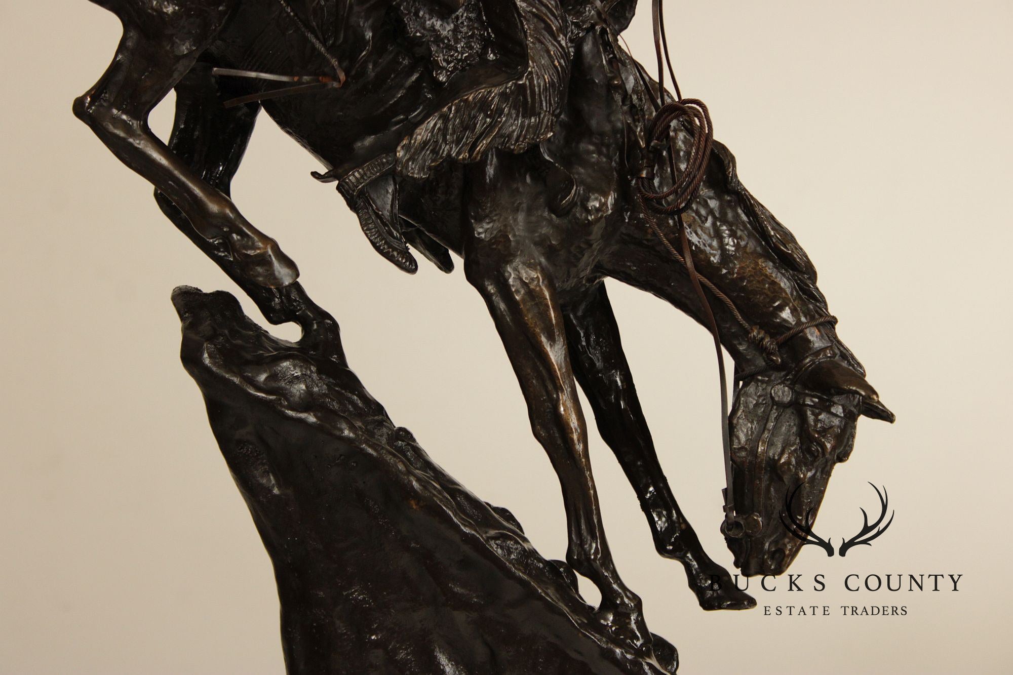 Frederic Remington Mountain Man Bronze Sculpture On Marble Base