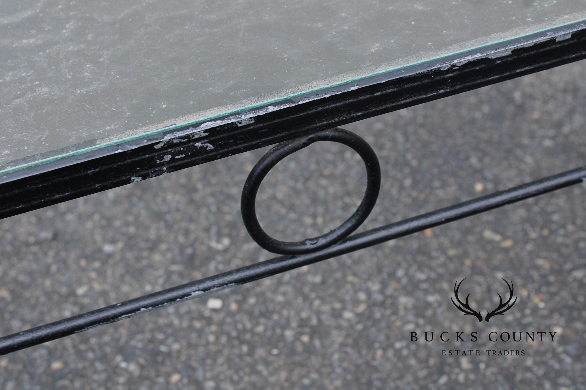Woodard Vintage Wrought Iron Glass Top Outdoor Coffee Table