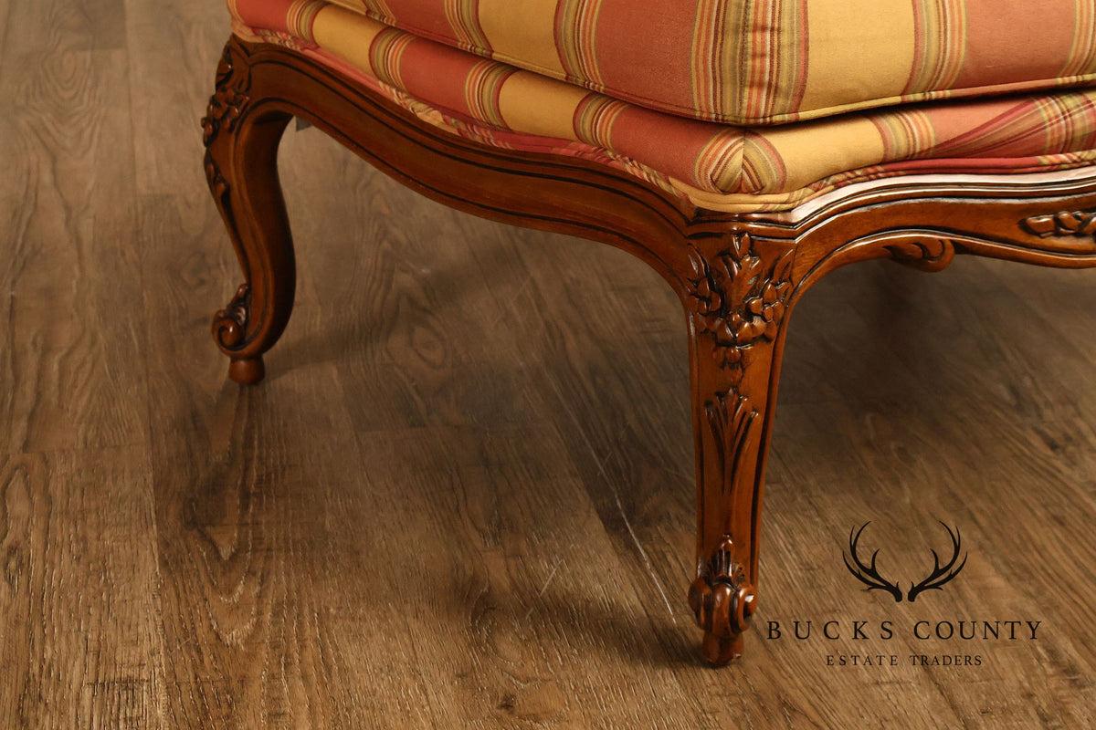 Sherrill Furniture French Louis XV Style Pair of Lounge Chairs with Ottomans