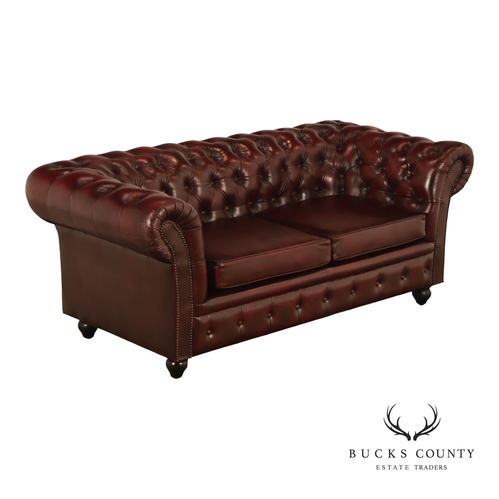 Chesterfield Style Oxblood Leather Sofa