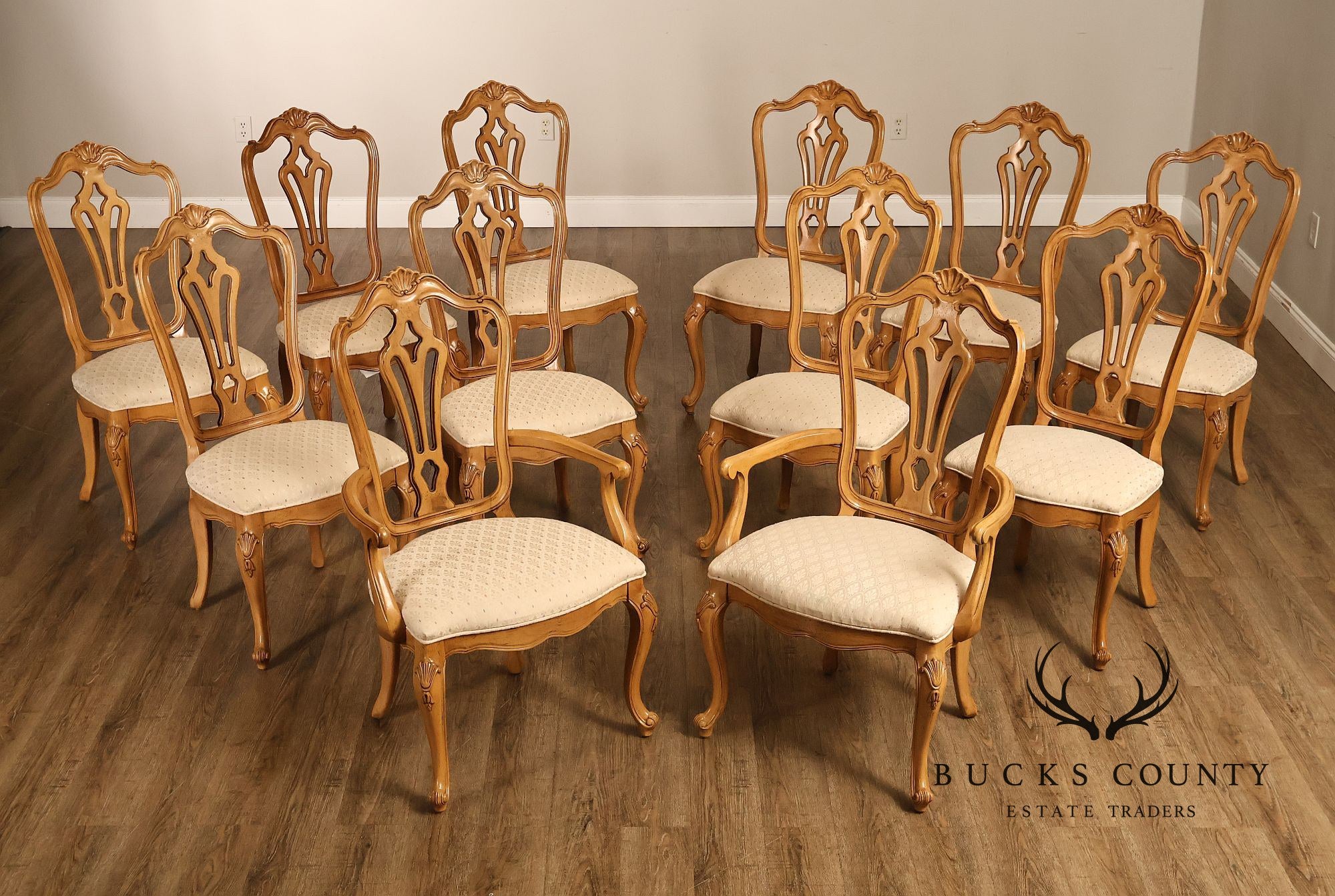 Century Furniture Set Of 12 Louis XV Style Dining Chairs, 2 Arm And 10 Side
