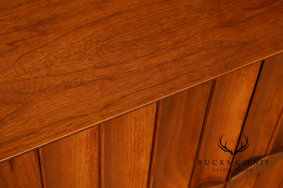 Mid Century Modern Walnut Geometric Paneled Credenza