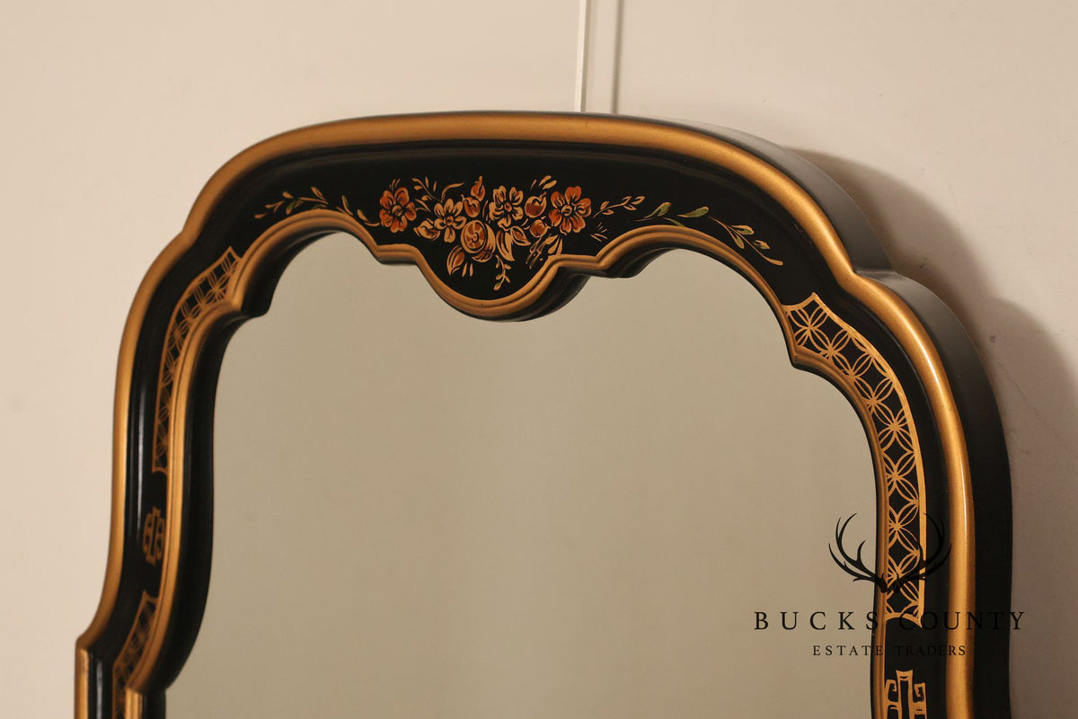 Chinoiserie Black Lacquer And Gilt Decorated Wall Mirror