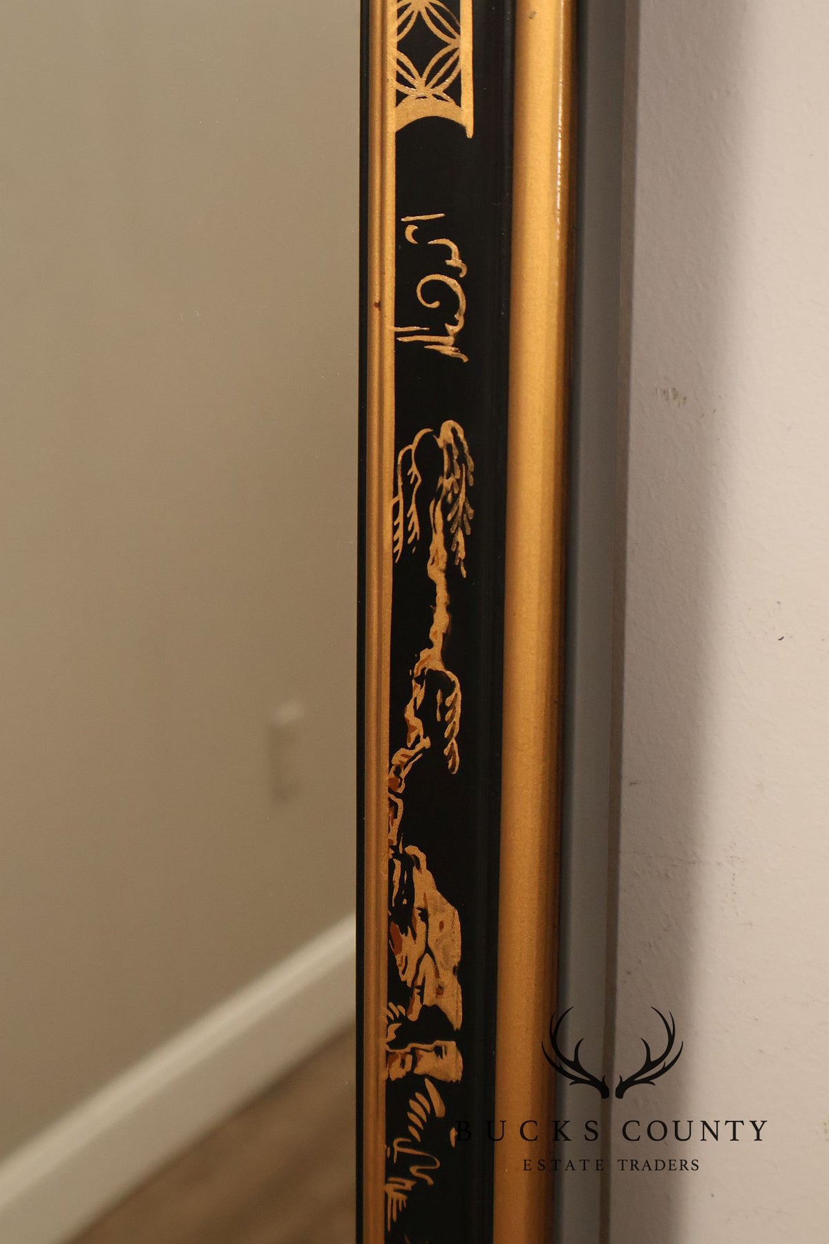 Chinoiserie Black Lacquer And Gilt Decorated Wall Mirror