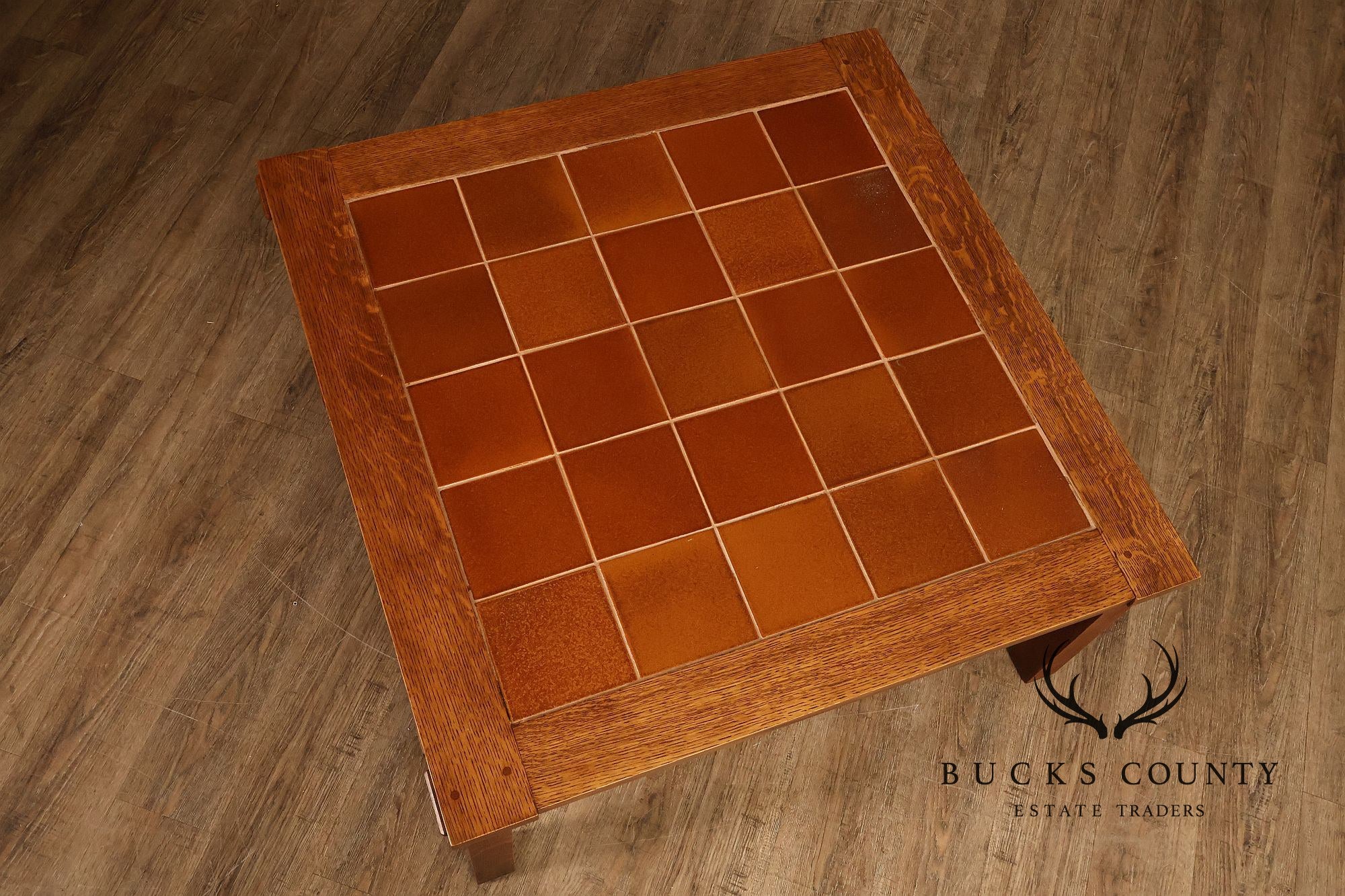 Stickley Mission Collection Oak Tile Top Coffee Table