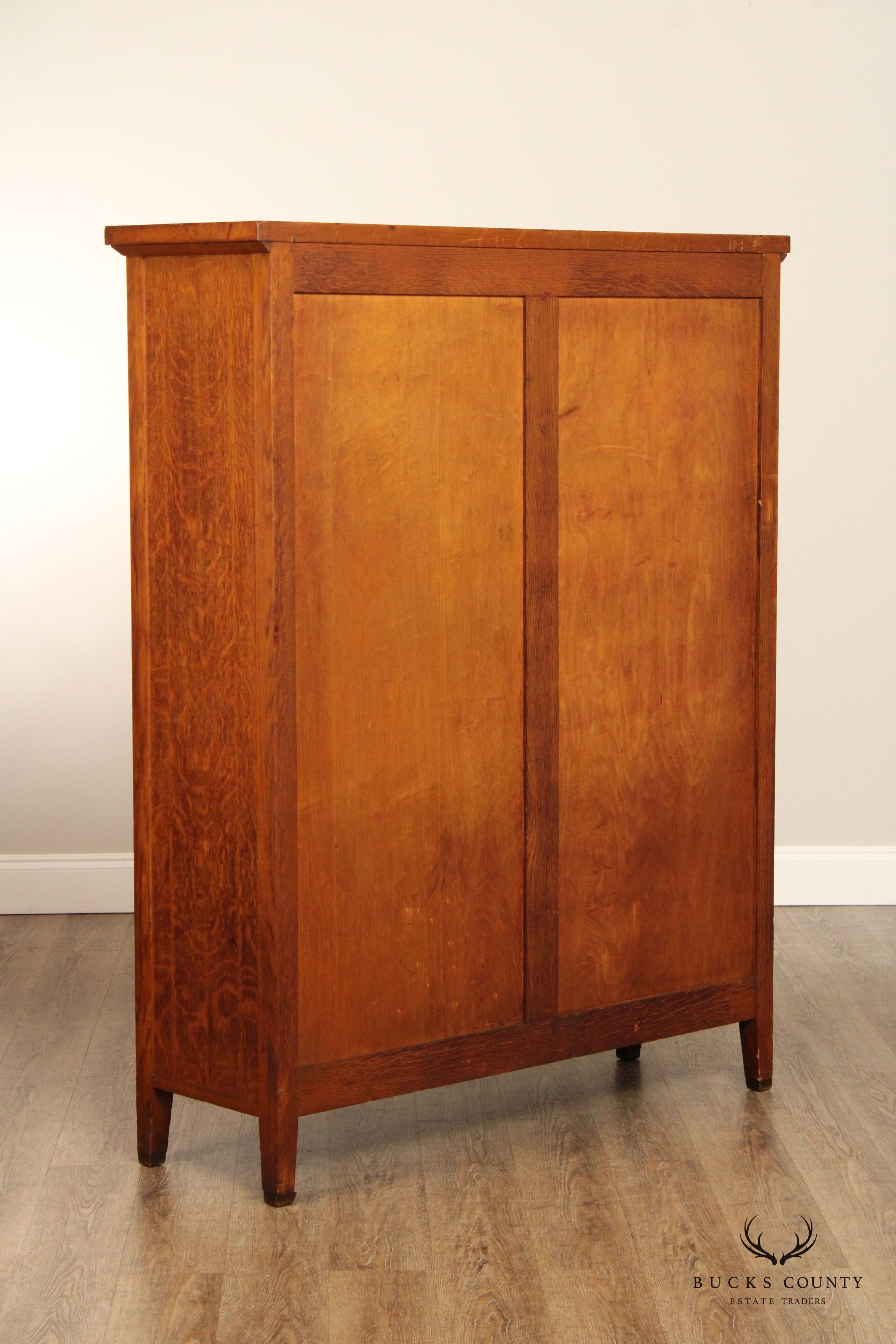 Antique Mission Oak Sliding Glass Door Bookcase