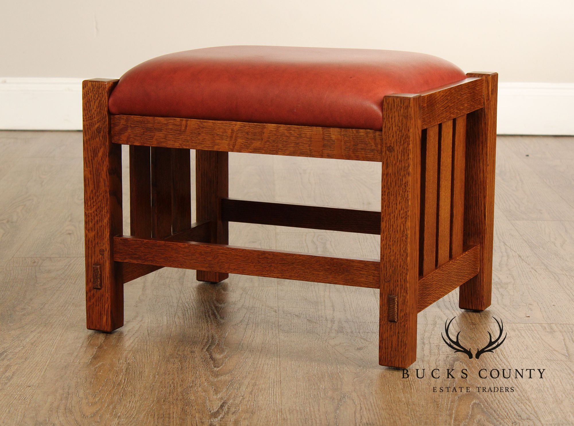 Stickley Mission Collection Oak and Leather Footstool