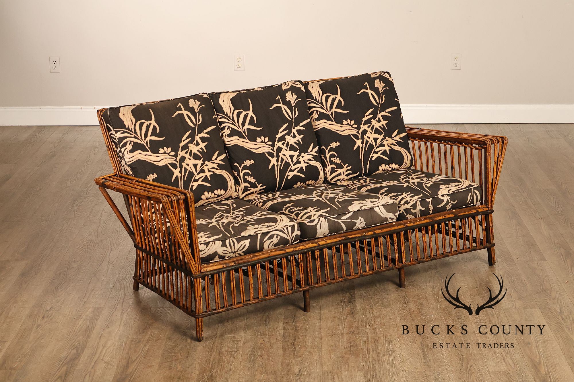 Antique Split Reed Rattan Sofa