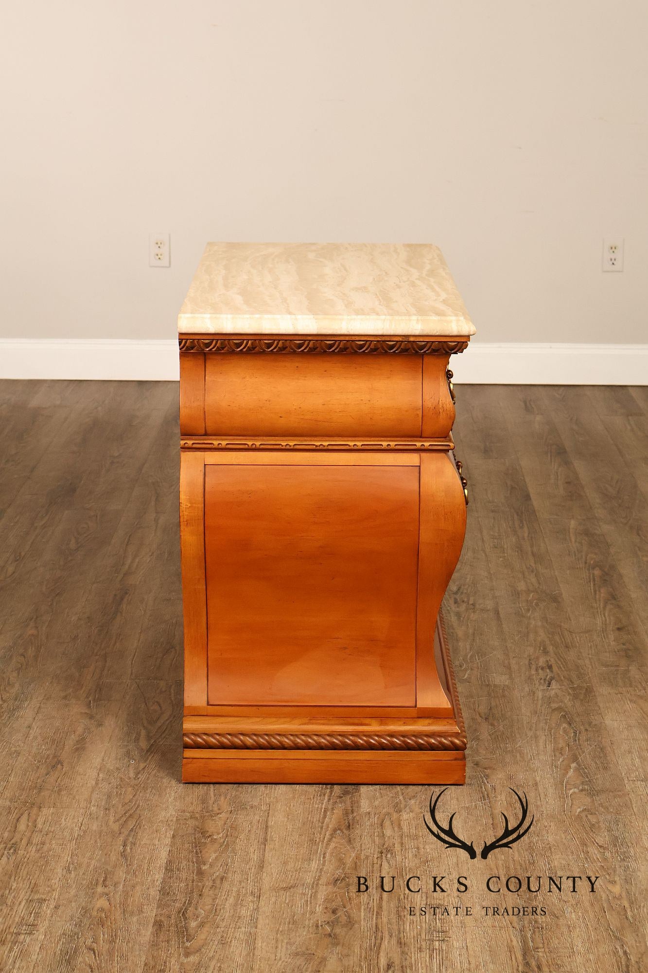Century Furniture Baroque Style Marble Top Bombe Chest Of Drawersd