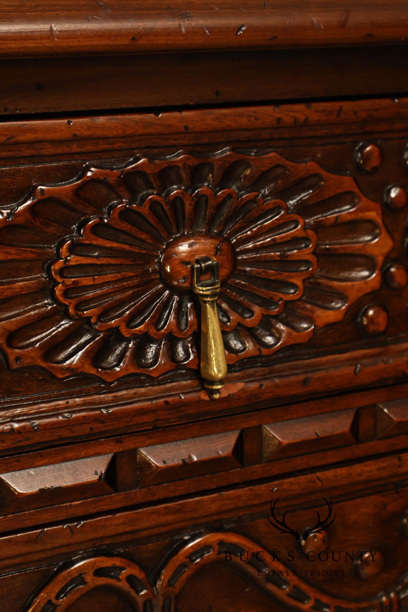 John Widdicomb Spanish Revival Style Carved Triple Dresser
