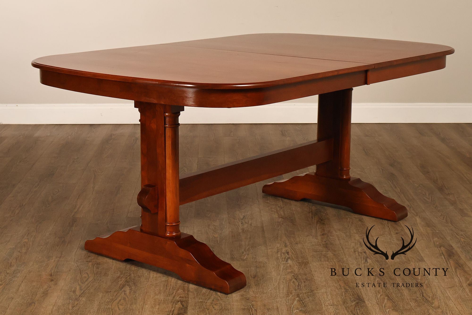 Richardson Brothers Solid Cherry Trestle Dining Table With Four Leaves