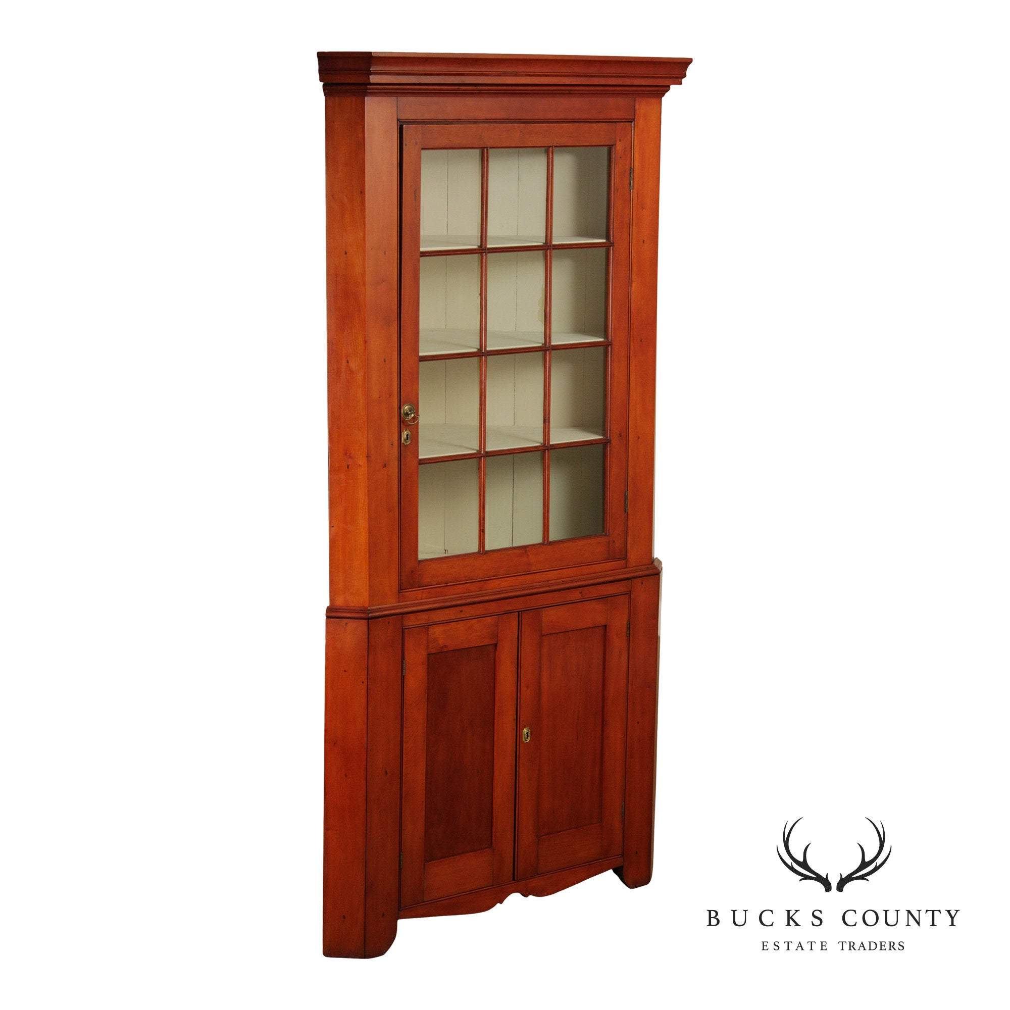 Antique American Farmhouse Cherry Corner Cabinet