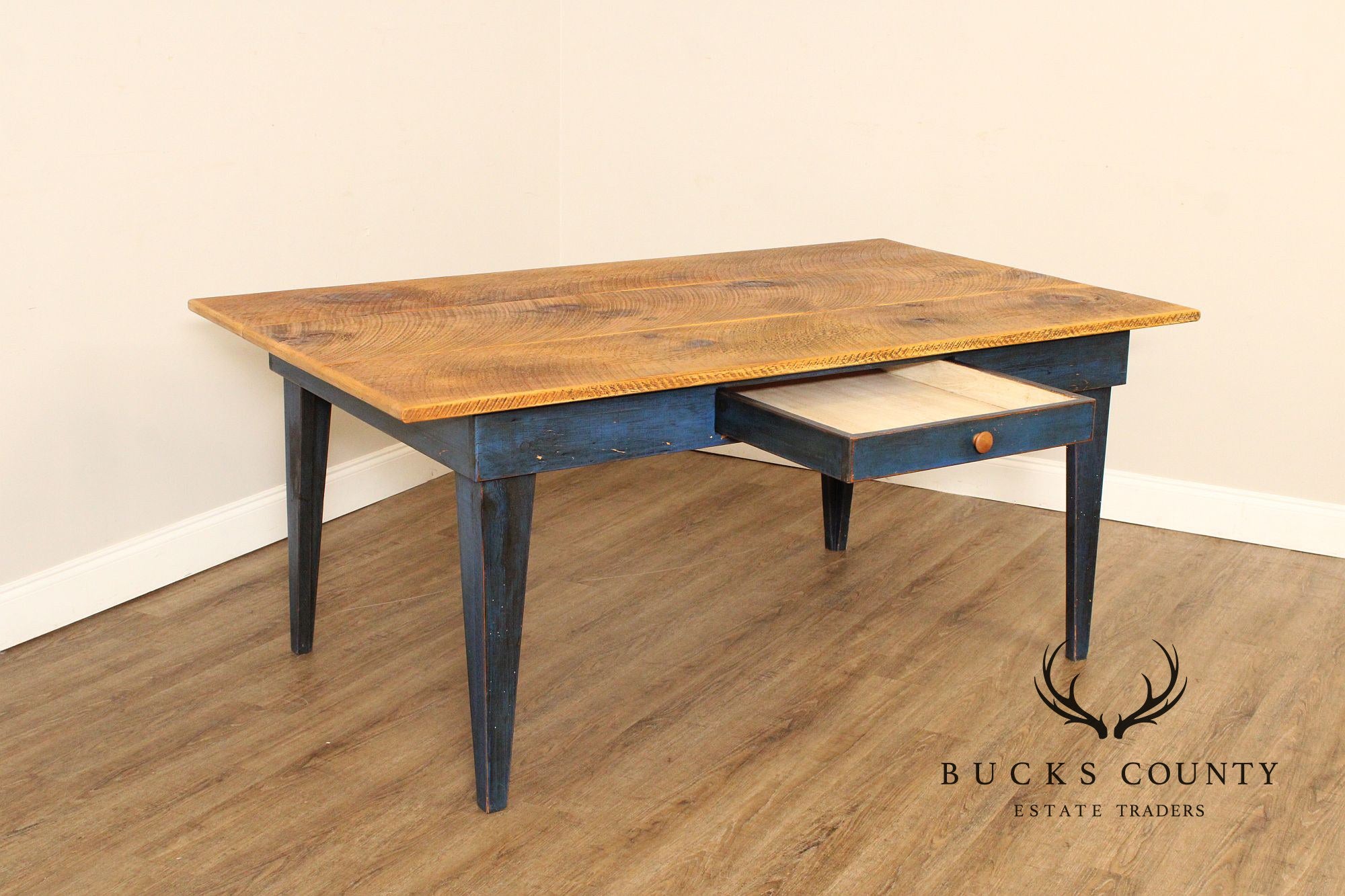 Custom Crafted Farmhouse Painted Pine Work Dining Table