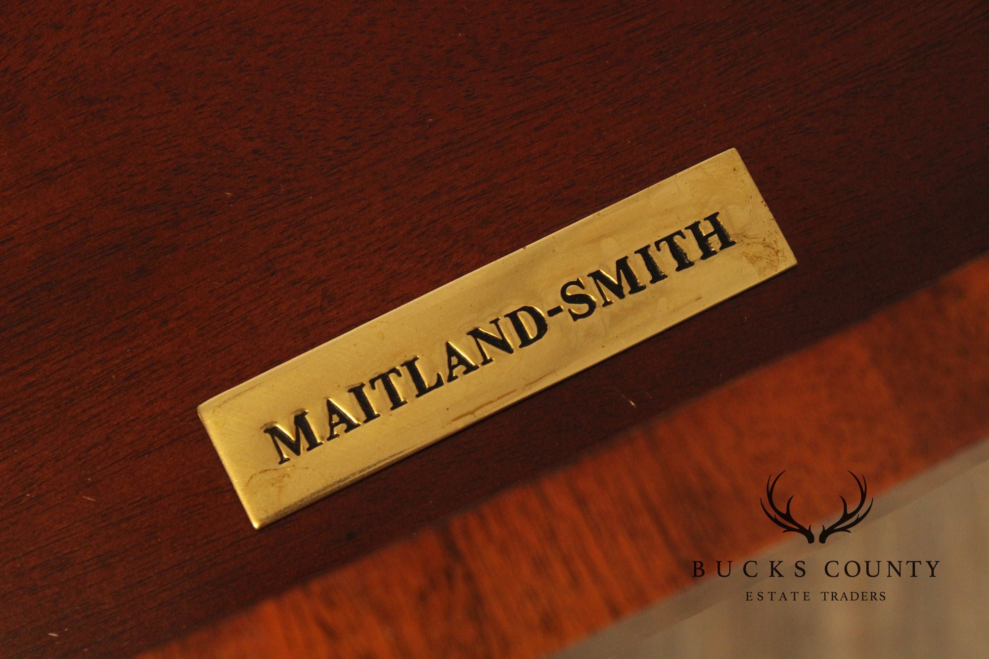 Maitland Smith Georgian Style Leather Top Mahogany Oval Desk