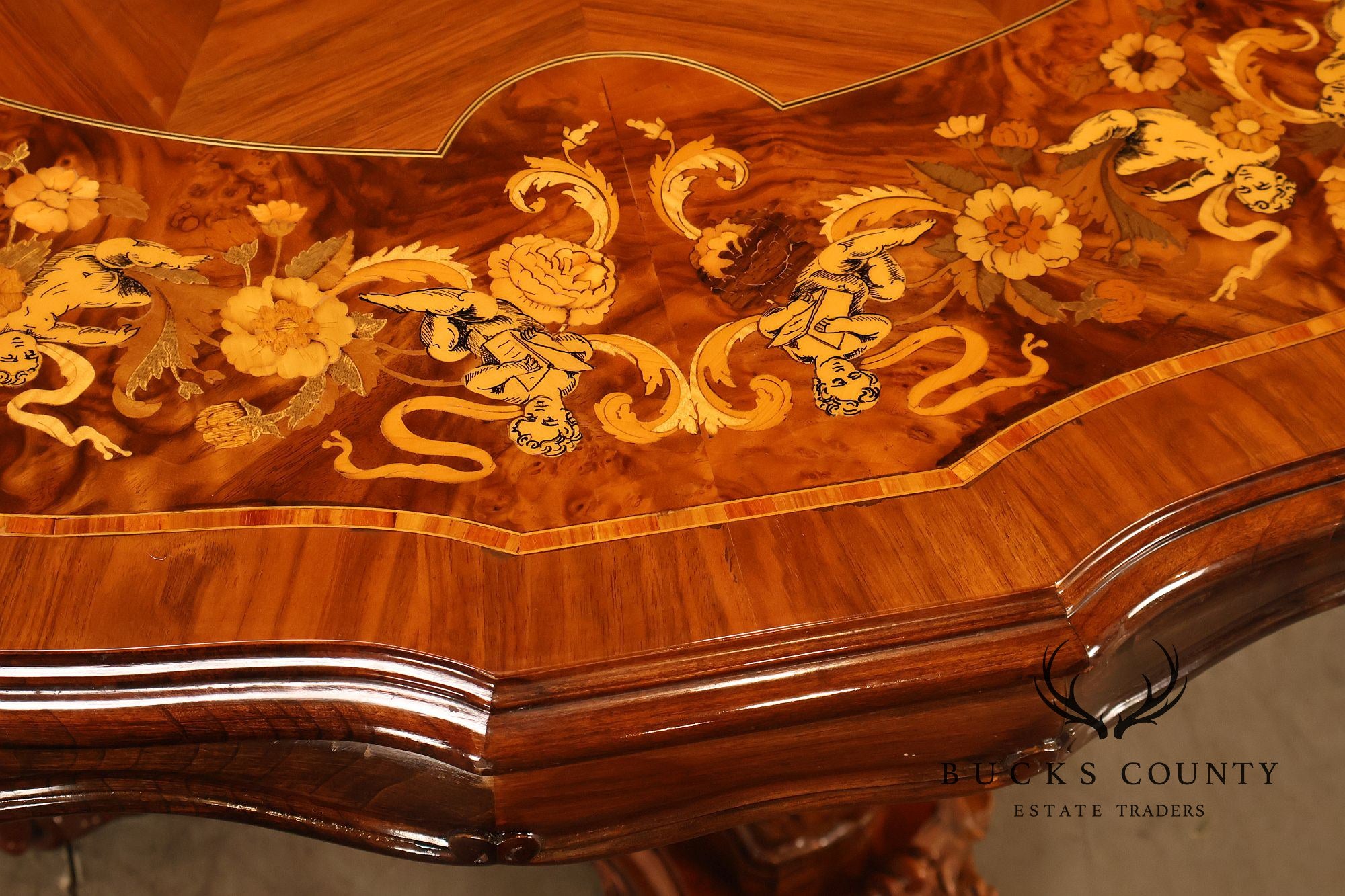 Italian Baroque Style Marquetry Inlaid Center Table