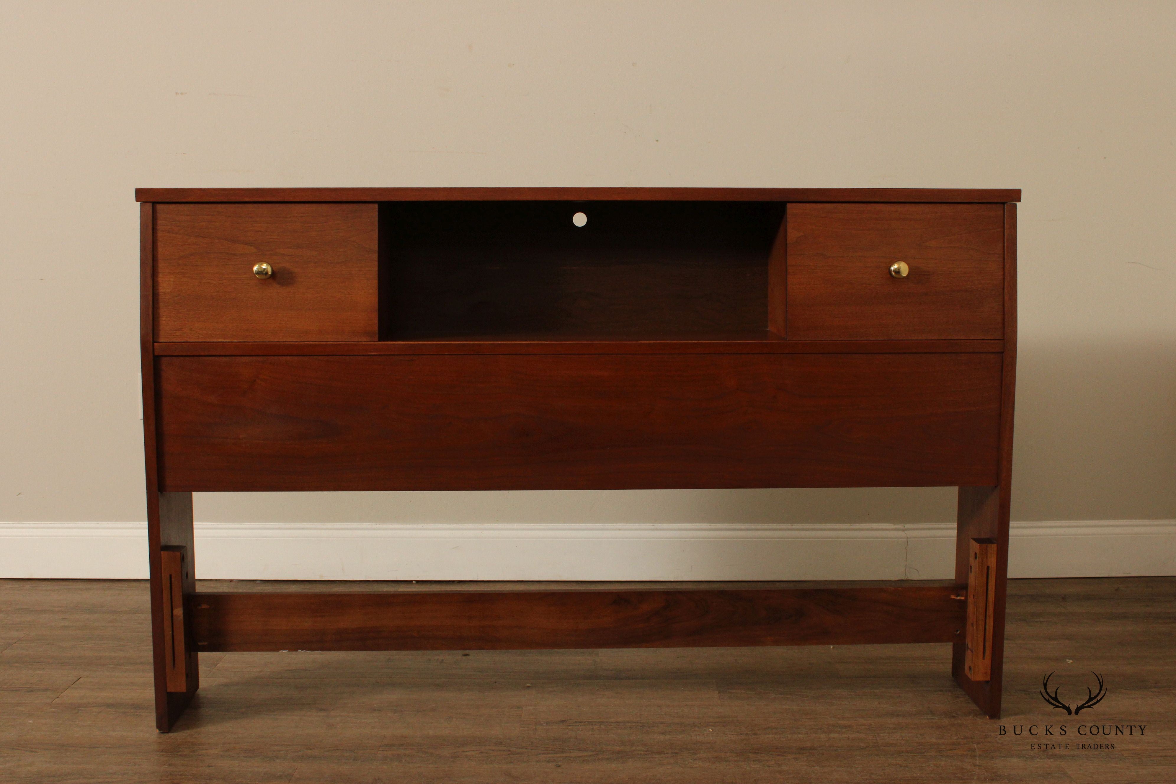 Mid Century Modern Walnut Storage Headboard