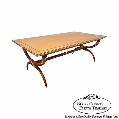 High Quality French Regency Directoire X Base Coffee Table w/ Gilt Accents