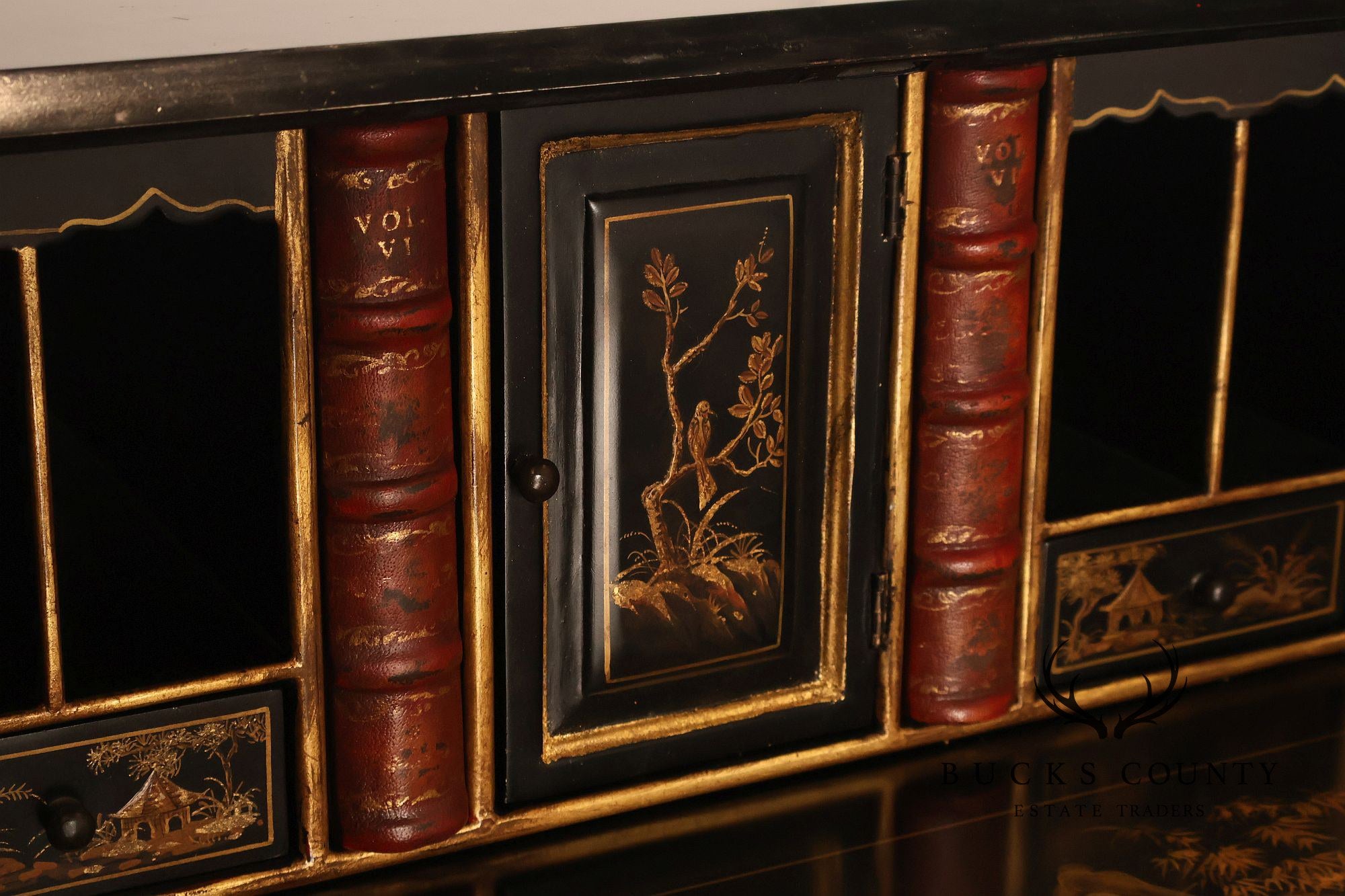 Chinoiserie Decorated Drop Front Secretary Desk