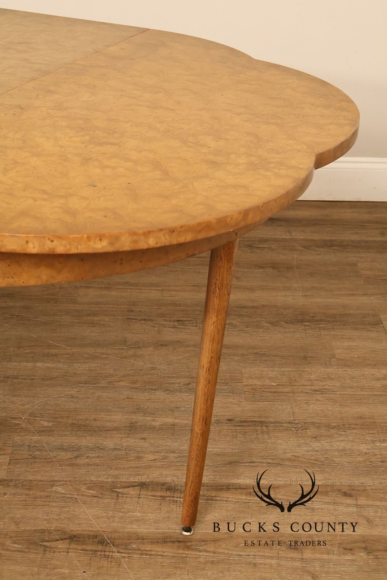 Mastercraft Hollywood Regency Burlwood Pedestal Expandable Dining Table