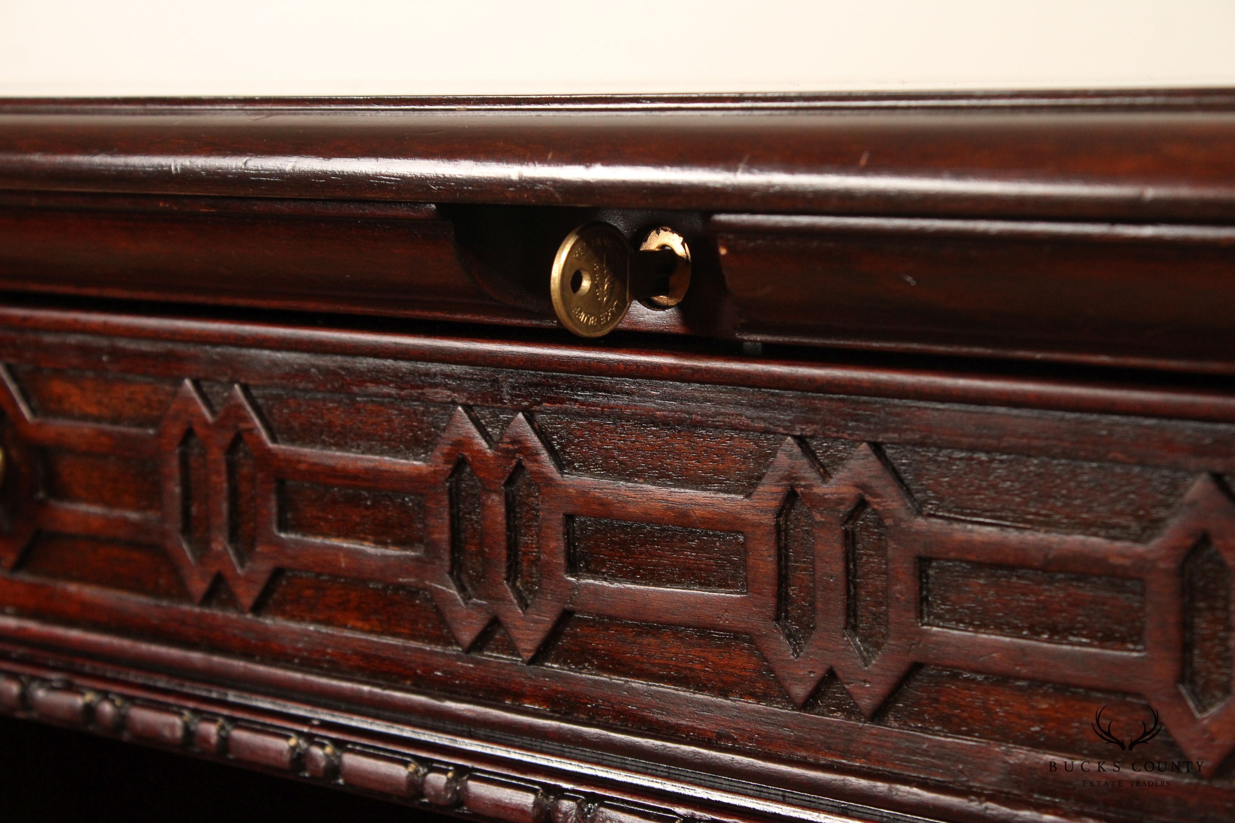 Georgian Style Leather Top Mahogany Executive Writing Desk