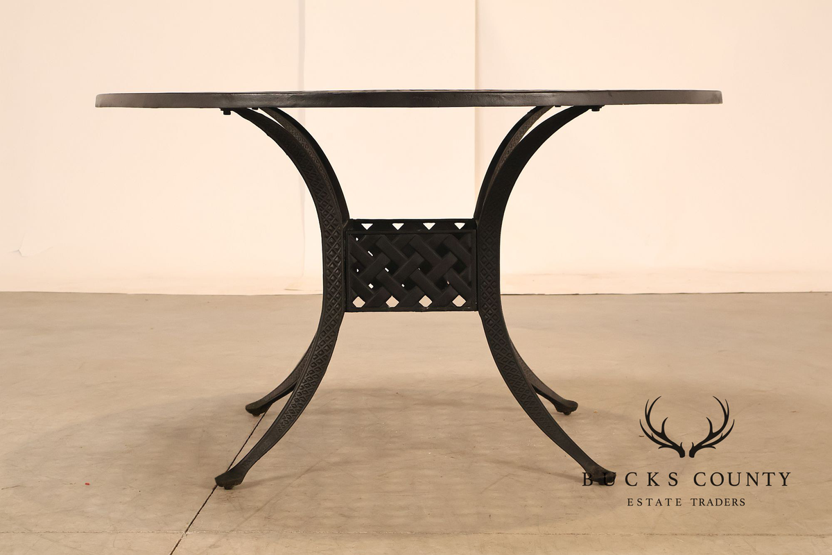 Hanamint 48" Round Cast Aluminum Outdoor Patio Dining Table With Lattice Top