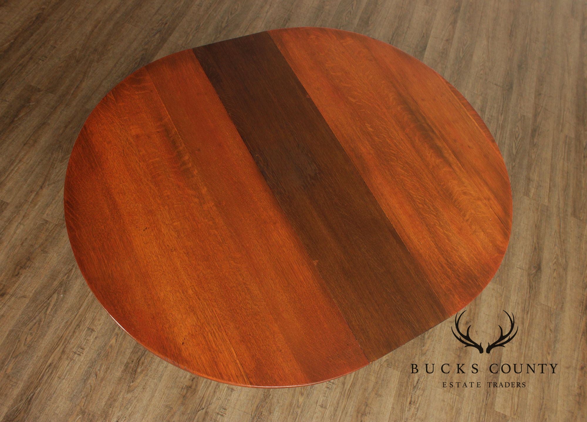 Antique L. & J.G. Stickley Mission Oak Round Dining Table