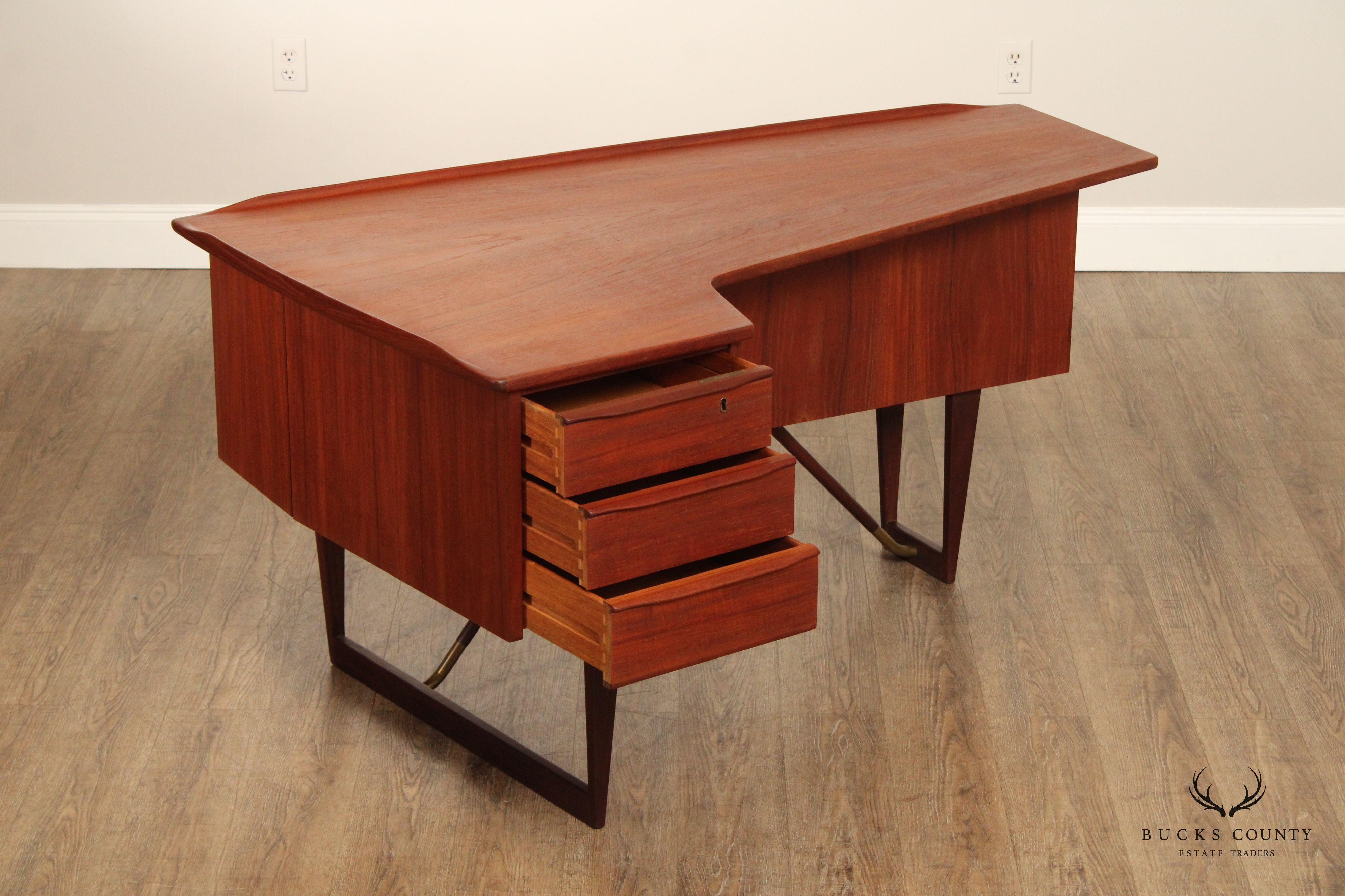 Peter Lovig Nielsen Danish Modern Teak “Boomerang” Desk