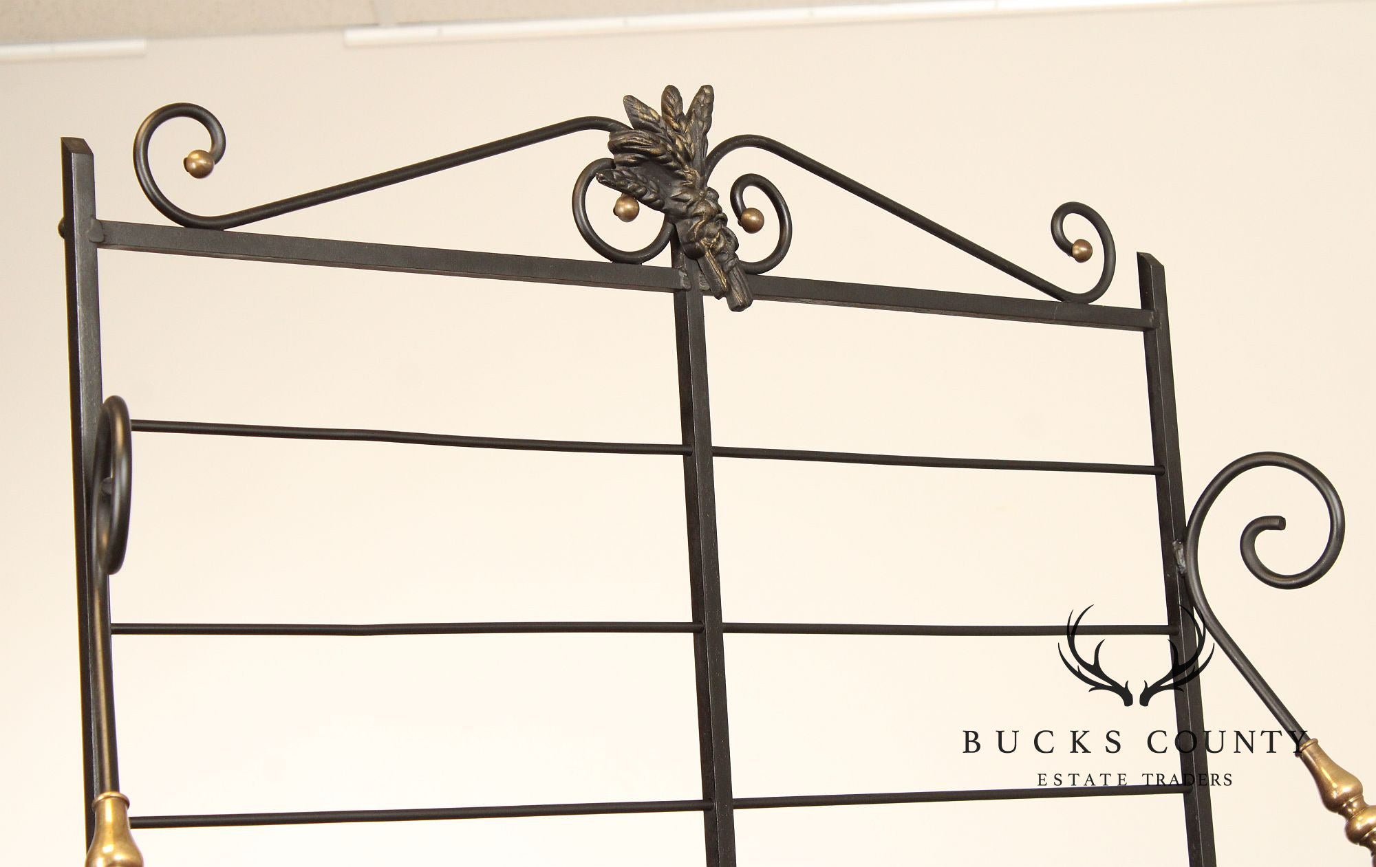 French Country Style Wrought Iron And Brass Baker's Rack