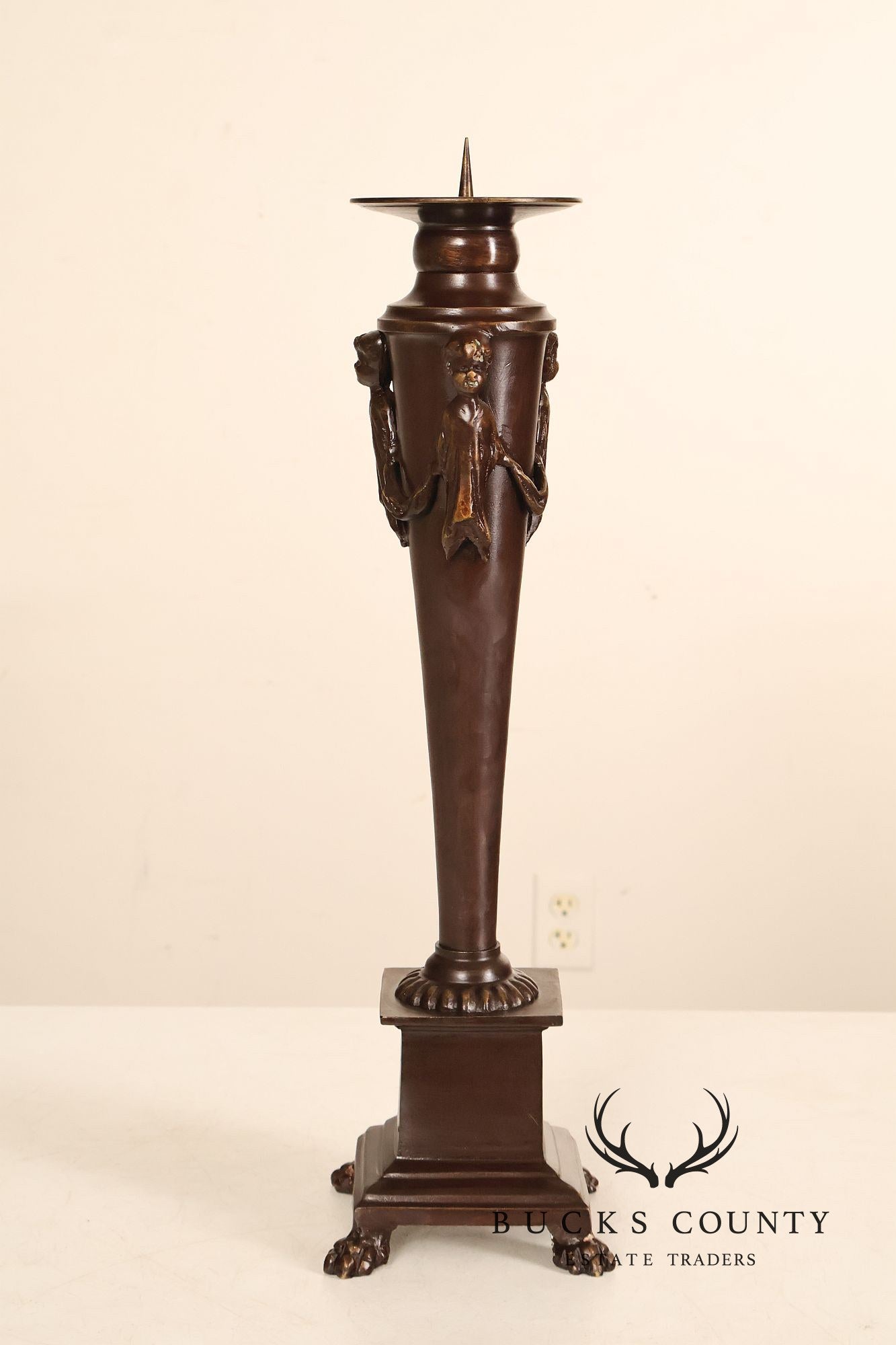 Maitland Smith Bronze Pair Of Neoclassical-Style Candlesticks