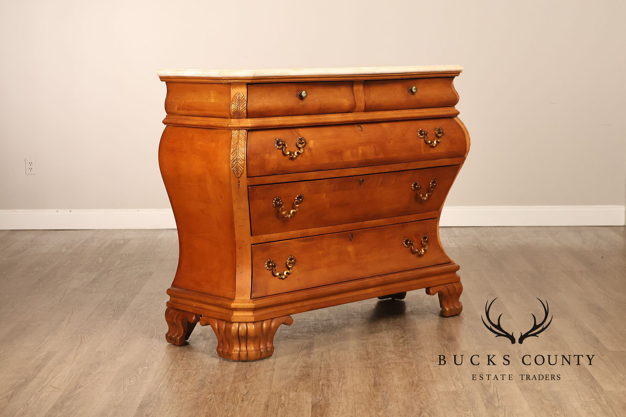 Century Furniture French Style Bombe Chest With Marble Top