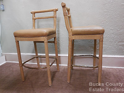 Quality Pair of Faux Bamboo Crackle Paint Bar Stools