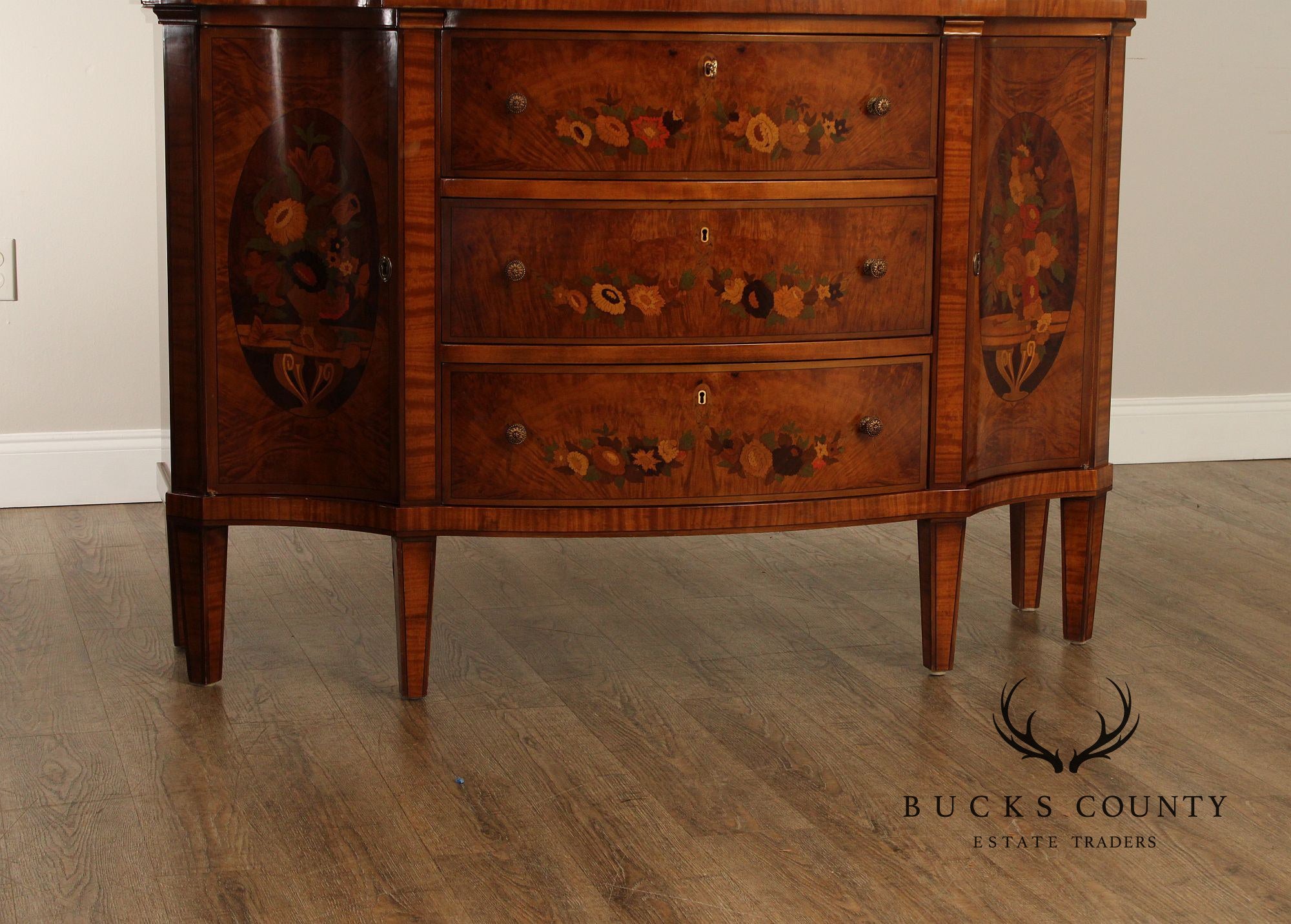 Italian Neoclassical Style Marquetry Inlaid Sideboard Server