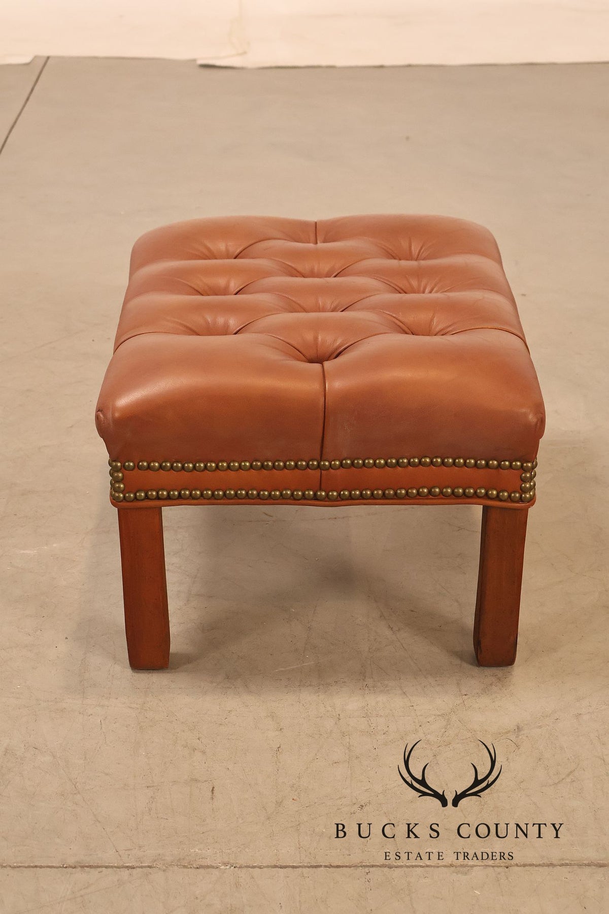Leathercraft Tufted Leather Ottoman