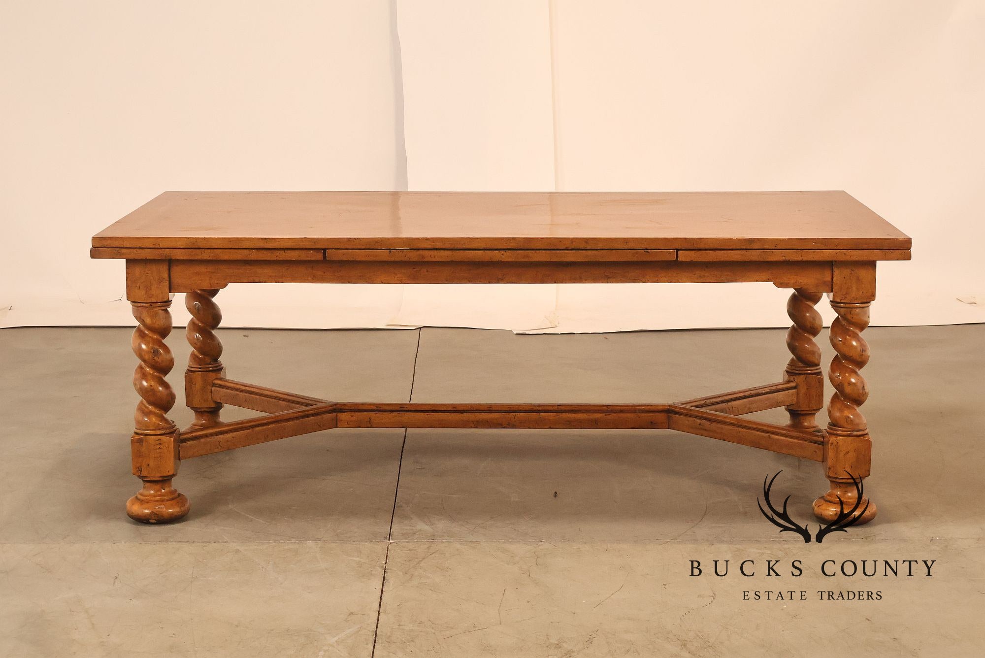 French Louis XIII Style Draw-Leaf Trestle Dining Table