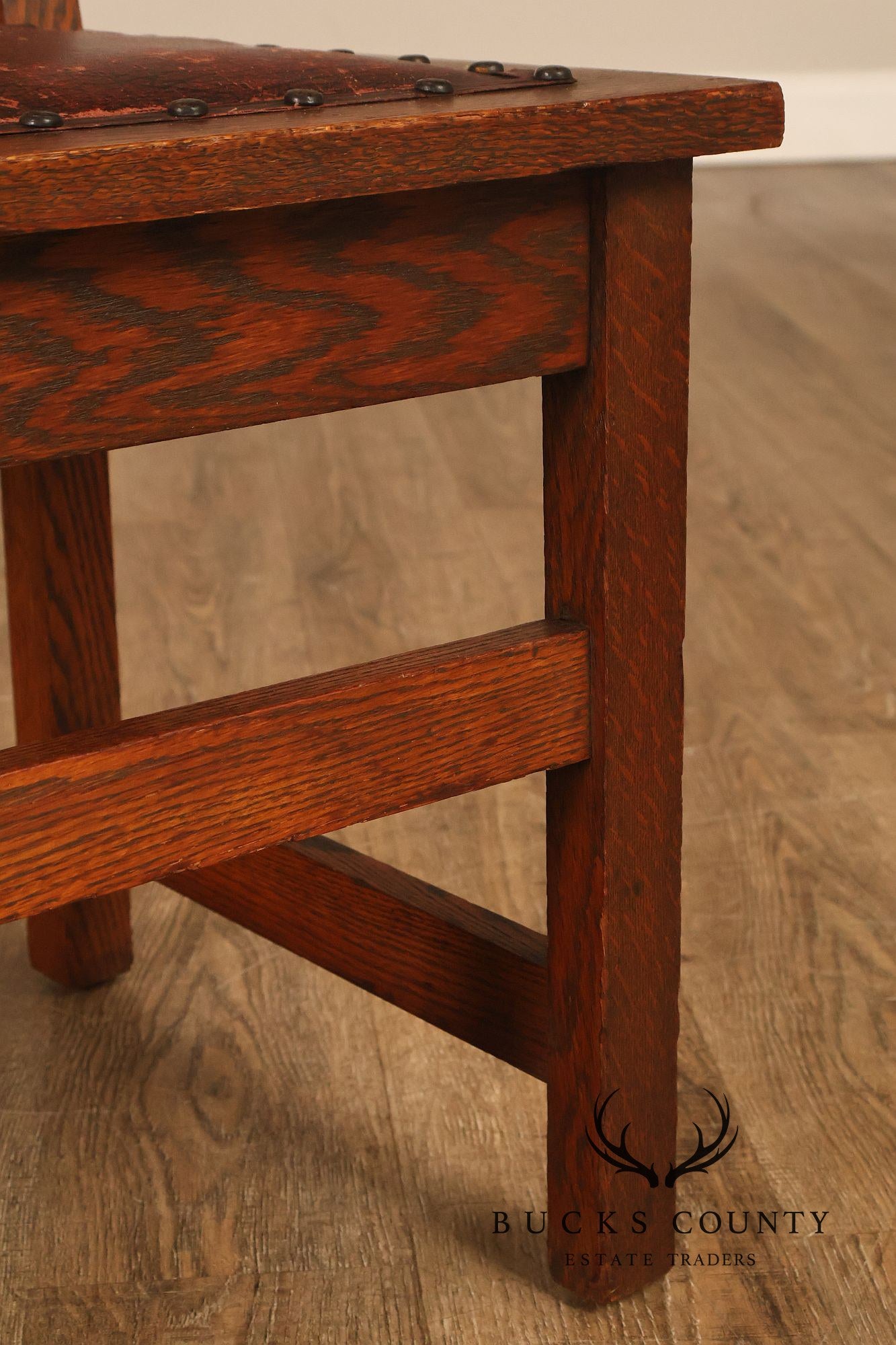Antique American Arts & Crafts Mission Set Of 3 Oak Side Chairs