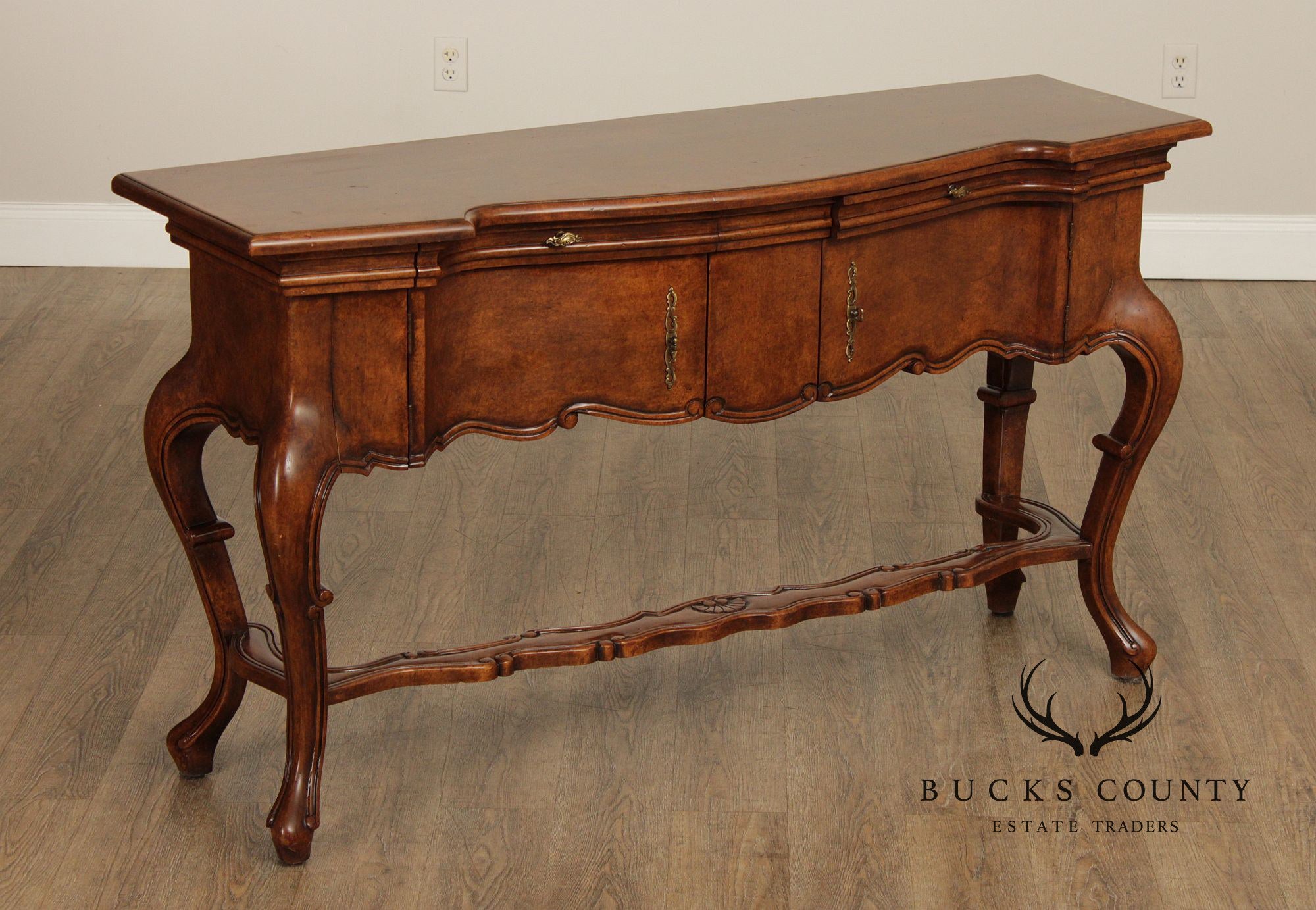 Italian Renaissance Style Burl Finish Sideboard Server