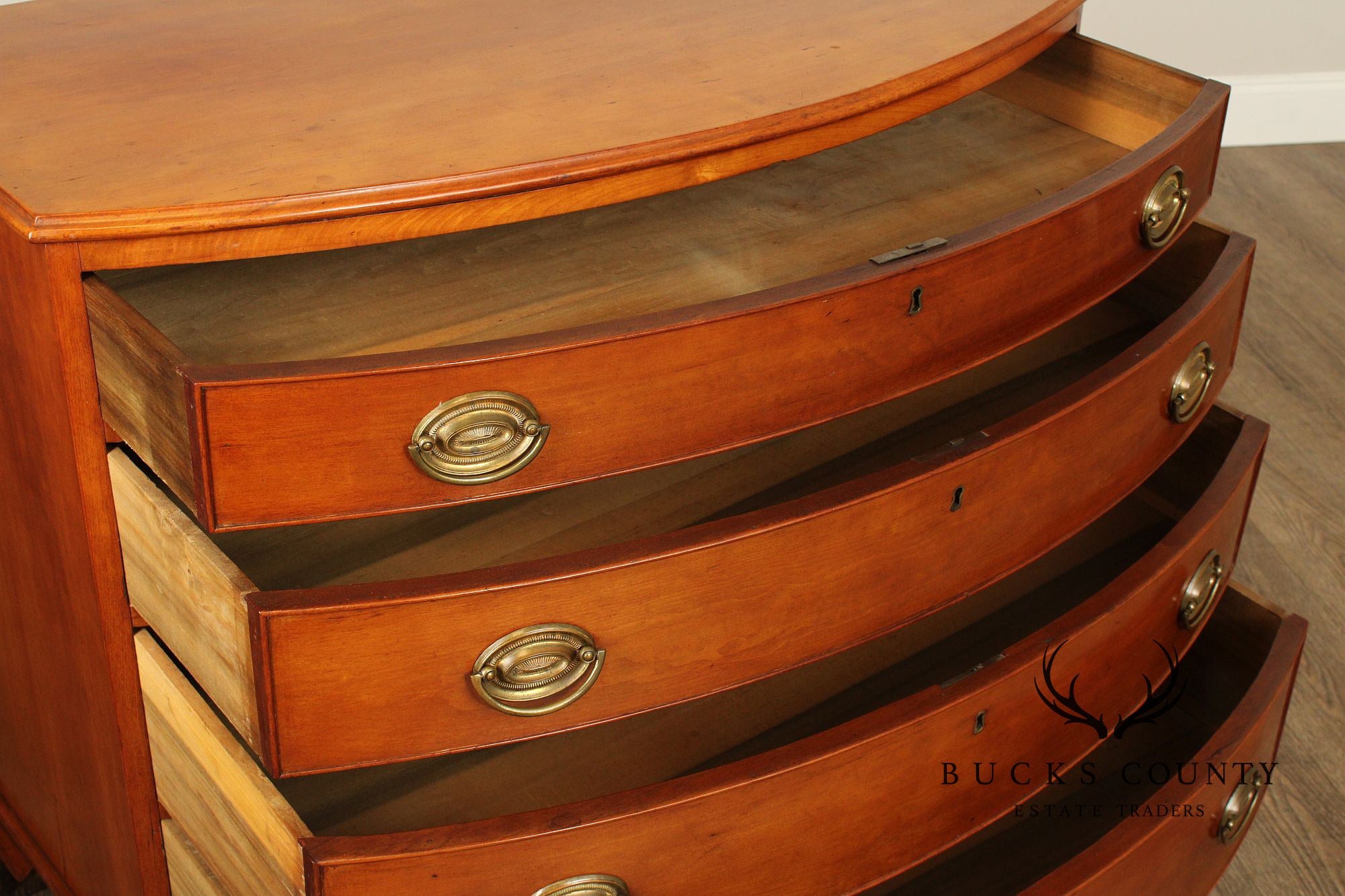 Antique Chippendale Cherry Bow Front Chest of Drawers