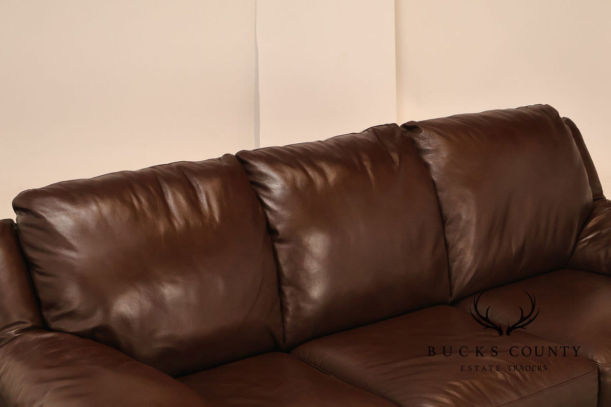 Italsofa Contemporary Brown Leather Three Seat Sofa